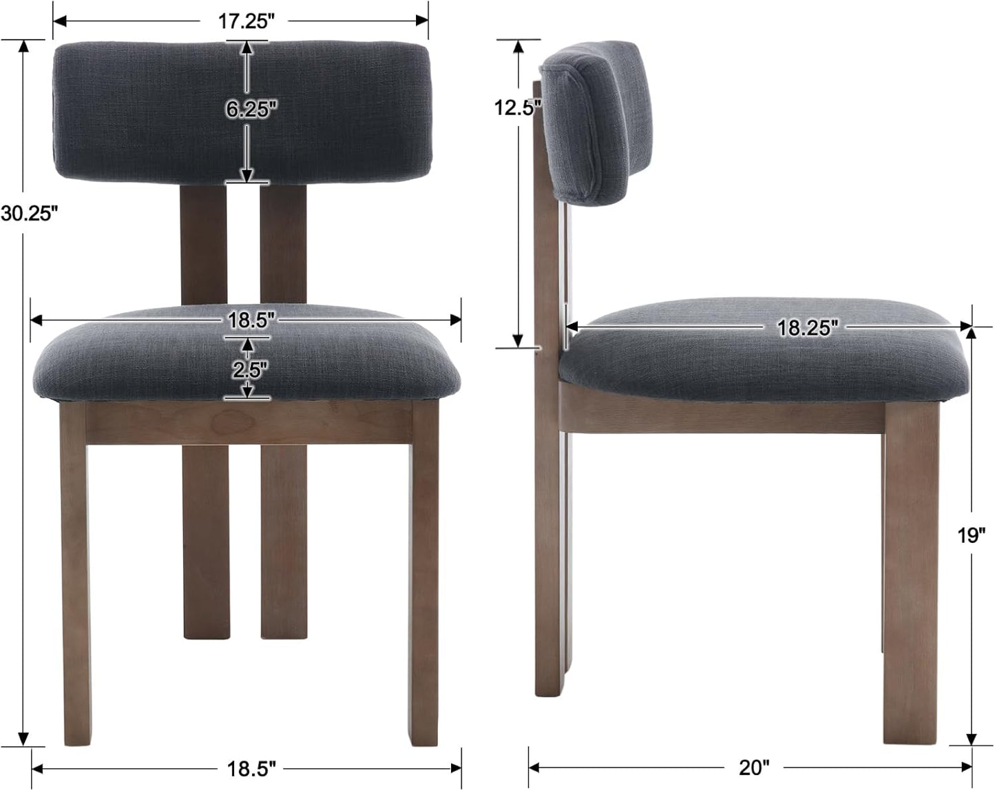 chairus Dining Chairs Set of 2 Linen Fabric Diner Chairs Farmhouse Wood Chairs for Kitchen and Dining Room, Black