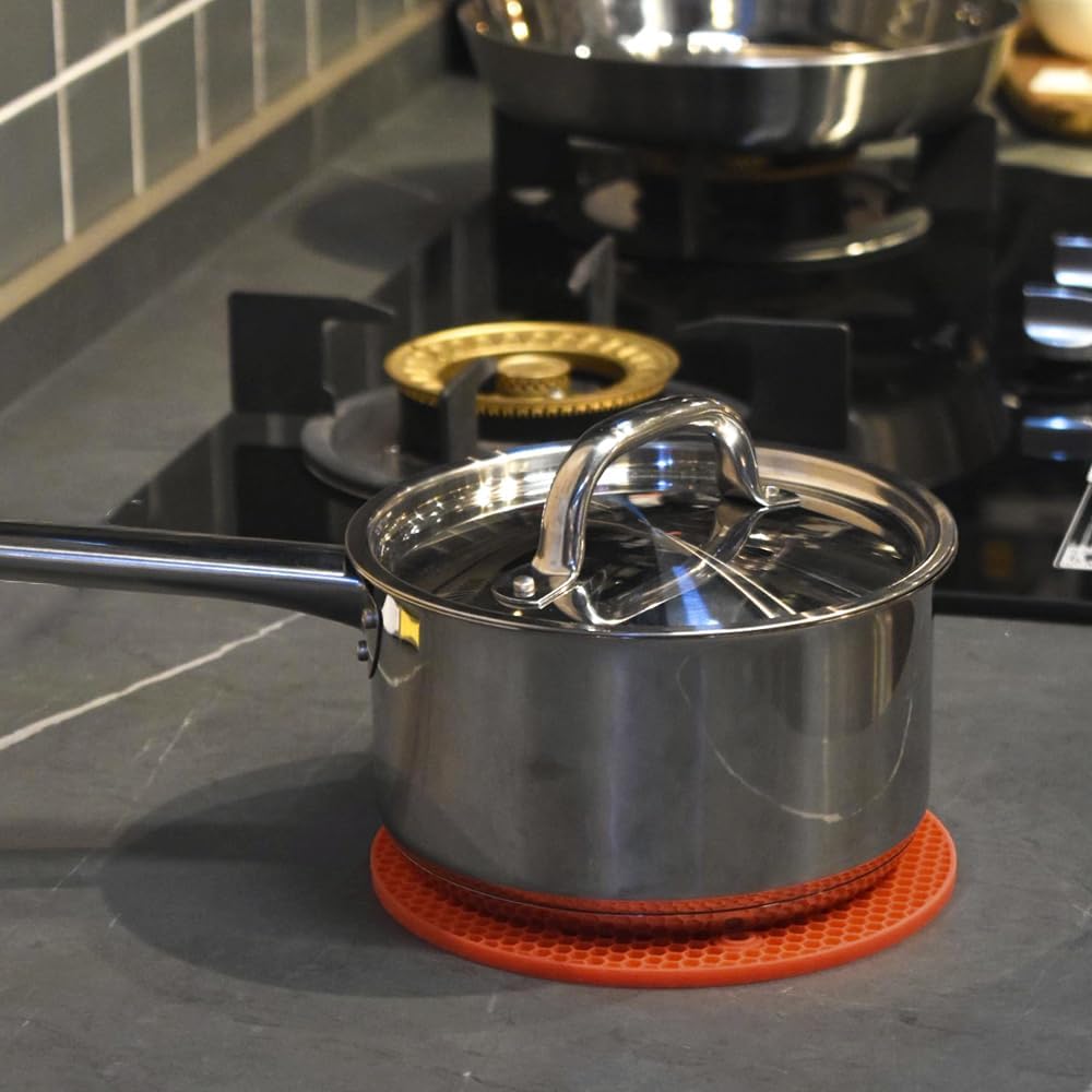 homEdge Silicone Trivets Mat, 6 Packs Multipurpose Non Slip Heat Resistant Pot Holder-Red