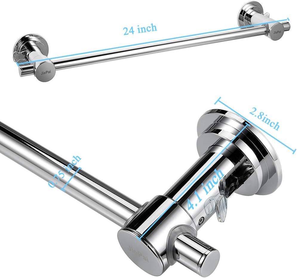 JiePai Suction Cup Towel Bar 24 Inch,Removable Modern Vacuum Suction Towel Holder for Bathroom Door Adhesive Towel Bar Suction Towel Rack Holder