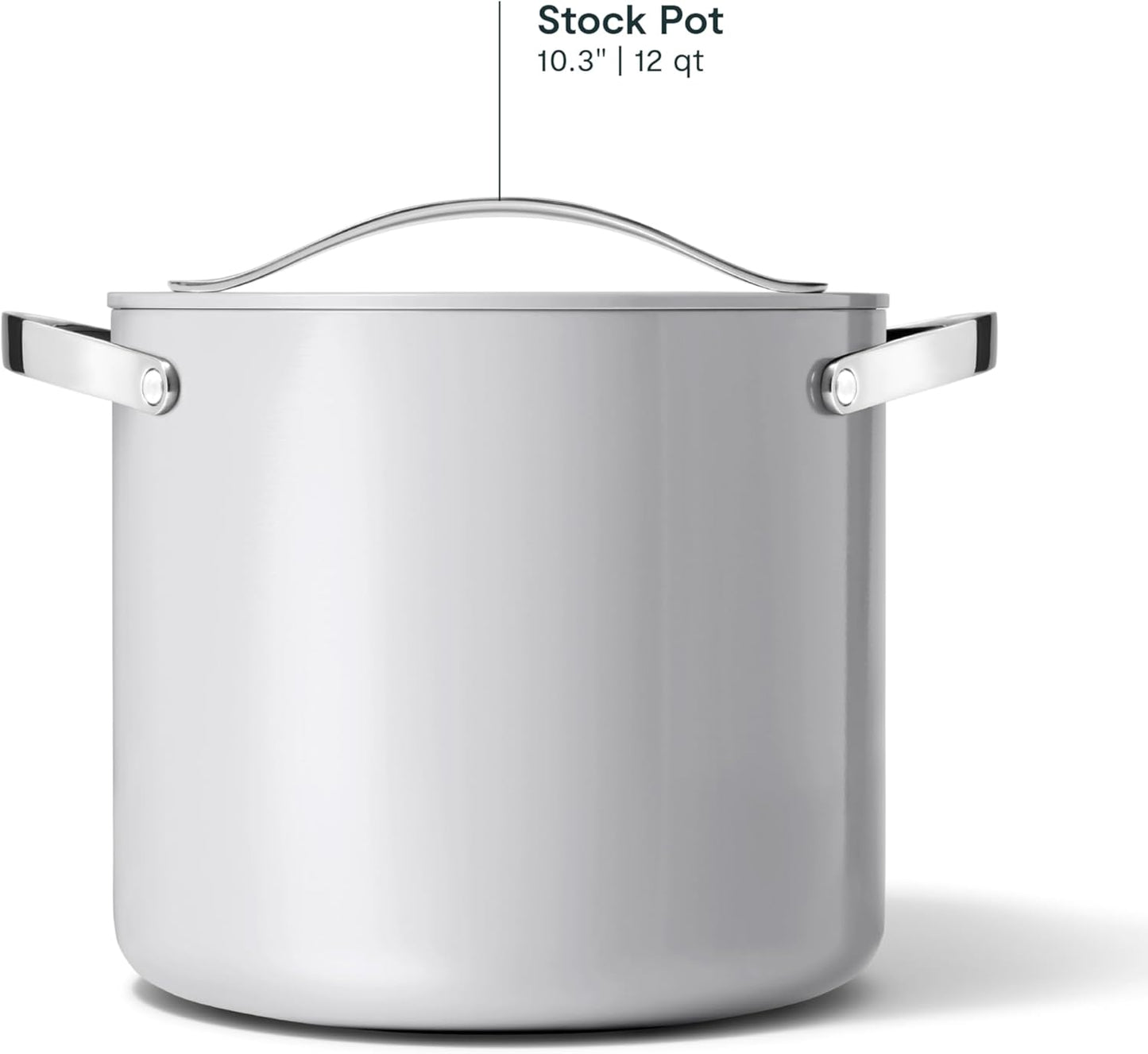 Caraway Stock Pot - 12 Qt Ceramic Coated Pot With Lid - Fee From Forever Chemicals - Large Pot for Bigger Batches - Gray