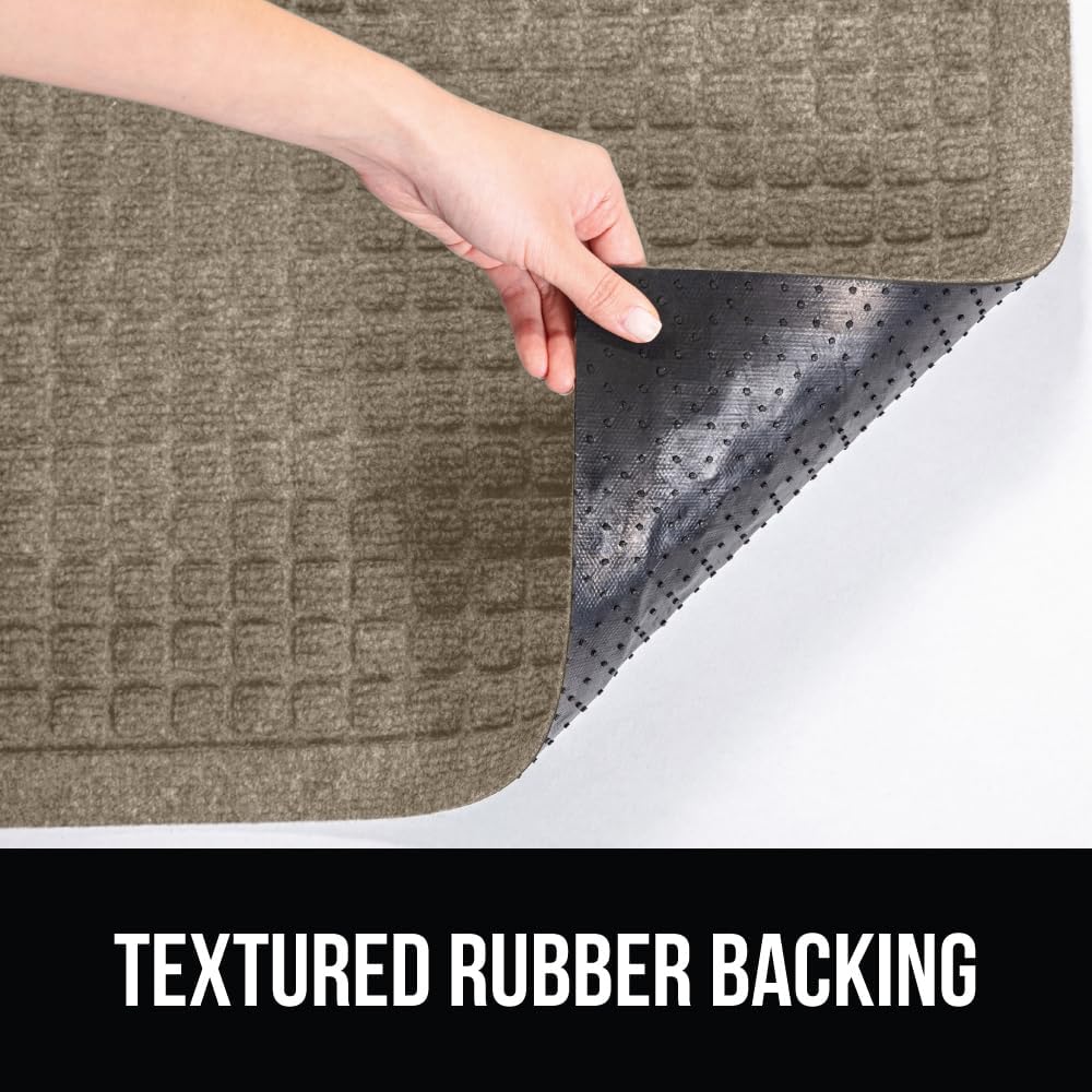 GORILLA GRIP Front Door Mat, Indoor Outdoor Ultra Absorbent HydroAbsorb Doormat, Absorbs Up to 1.7 Cups of Water, Stain and Fade Resistant, Rubber Backing Doormats, Captures Dirt, 29x17 Beige