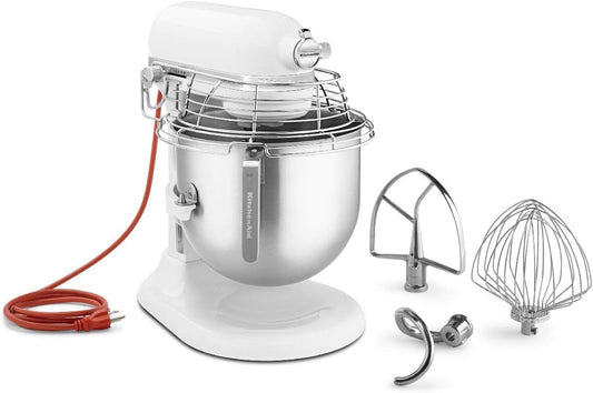 KitchenAid KSMC895WH 8-Quart Commercial Countertop Mixer with Bowl-Guard, 10-Speed, Gear-Driven, White