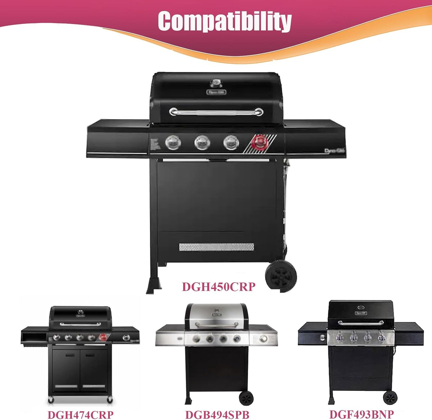 Cast Iron Grill Grates for Dyna glo 4 Burner DGH450CRP DGH450CRP-D, 5 Burner DGH485CRP DGH474CRP DGB494SPB, for Kenmore 146.16132110 146.23678310, Cooking Grate Replacement Parts