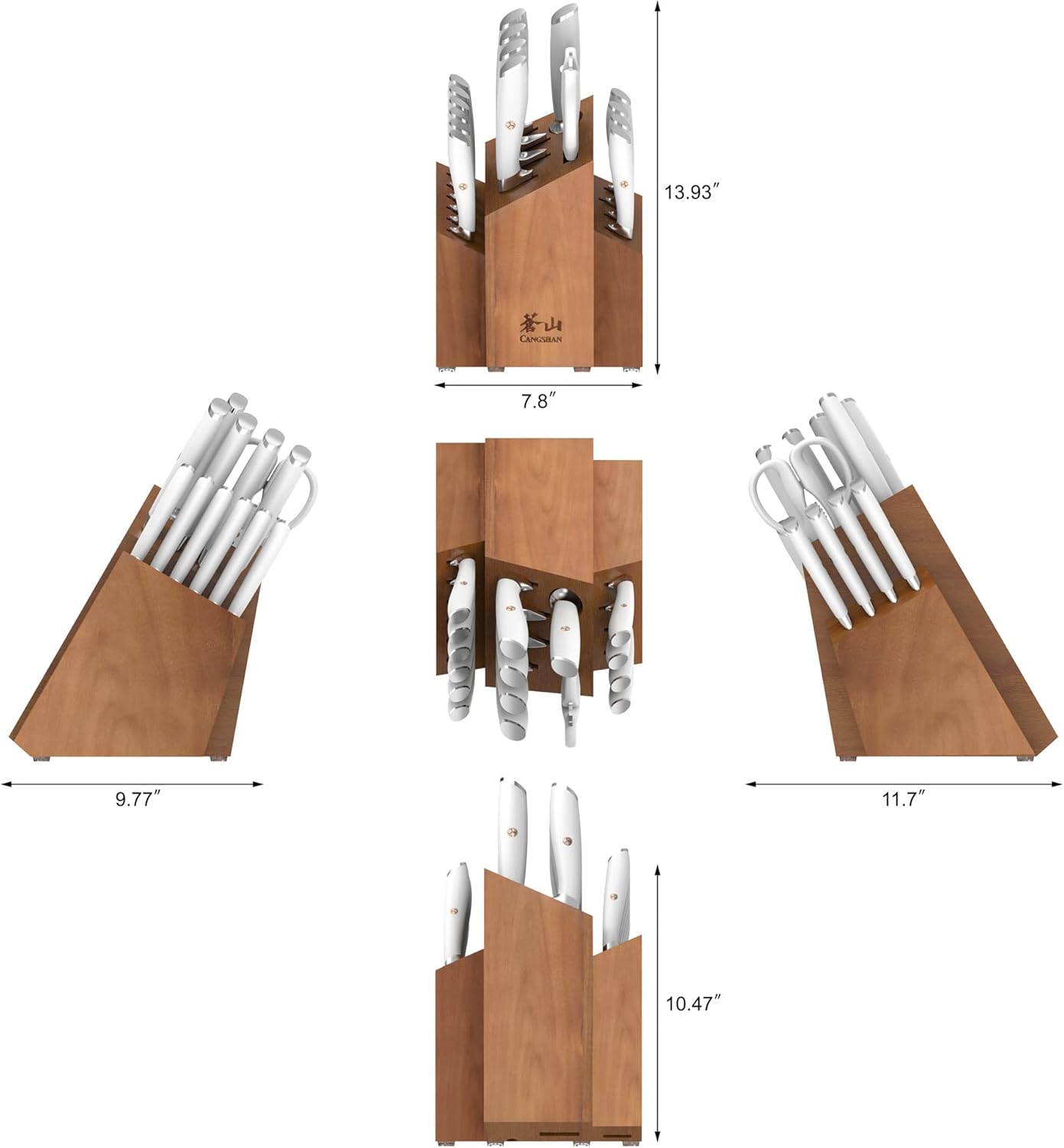 Cangshan L1 Series 17-Piece SHAN Knife Block Set, Forged German Steel, White, 1026856