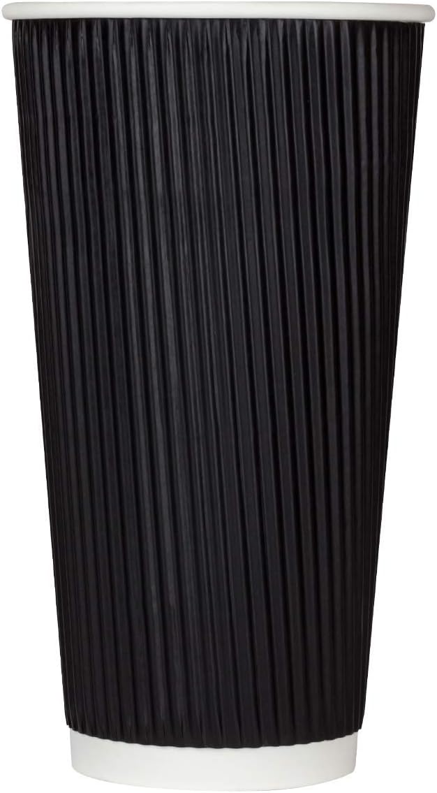 Karat C-KRC520B 20 oz Ripple Paper Hot Cups - Black (Case of 500)