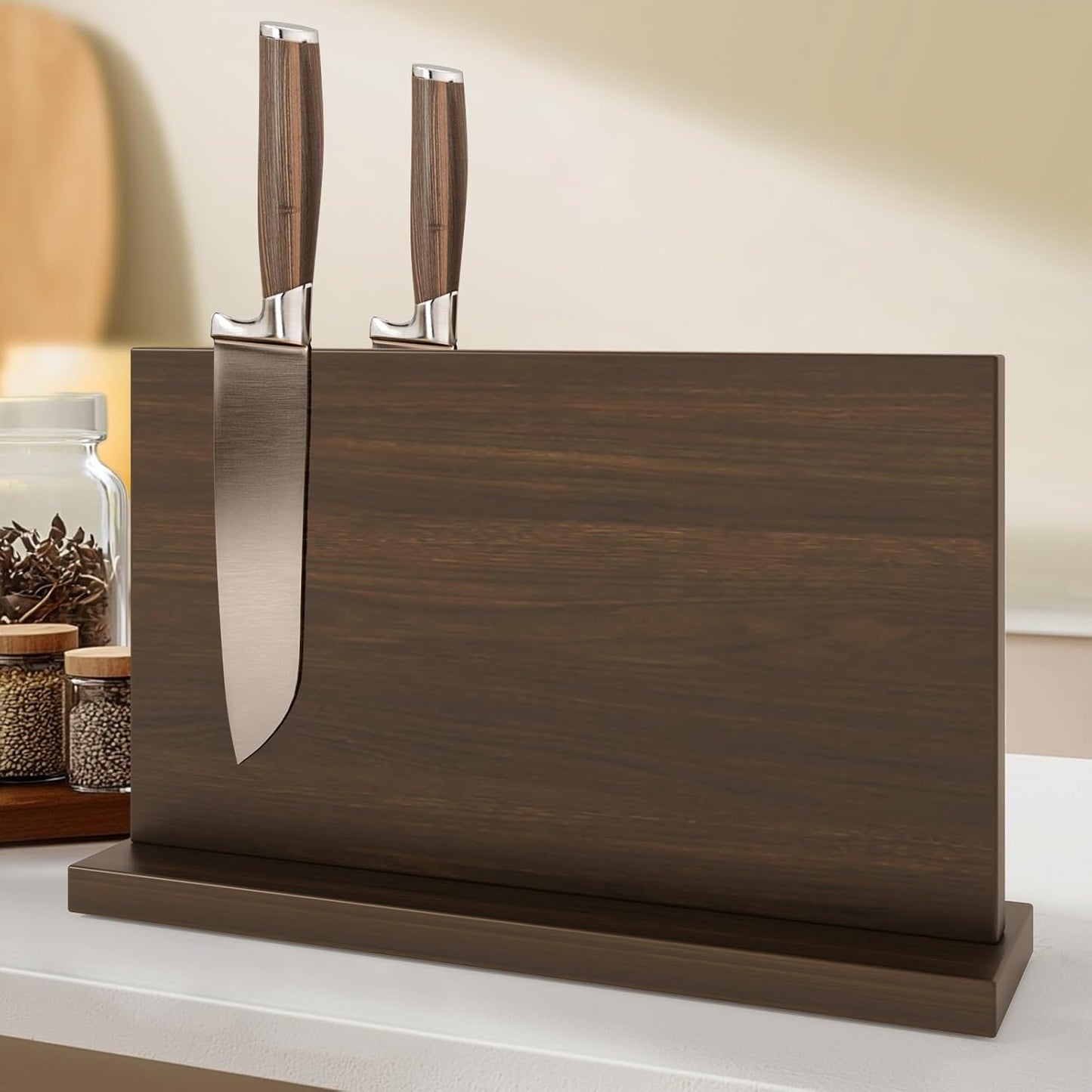 Extra Large Magnetic Knife Holder, Double-Sided Magnetic Knife Block Universal Multi-function Display Rack for Kitchen Counter (Dark Gray)