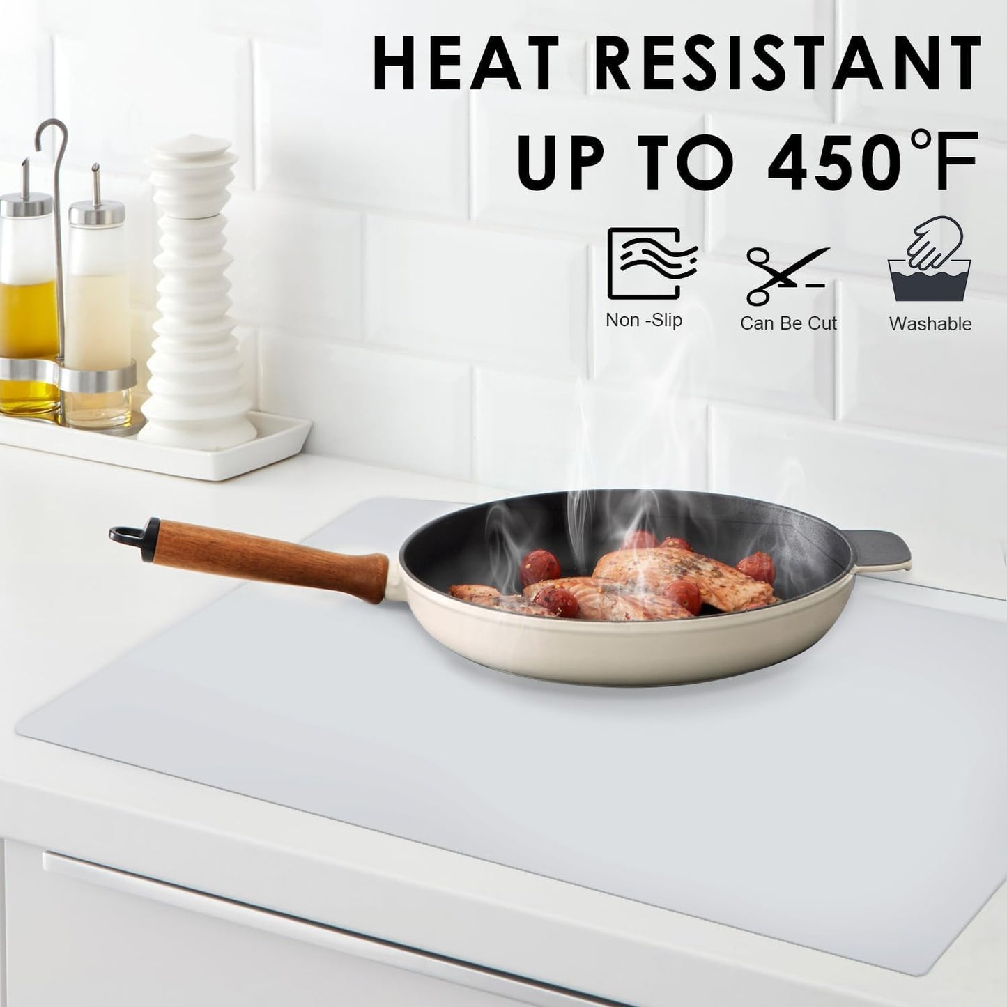 Extra Large Flexible Silicone Table Mats for Kids - Non-Slip, Waterproof, Heat Insulation Countertop Protector - Pastry Mat, 27.6''x19.7'' Gray, 1Pcs