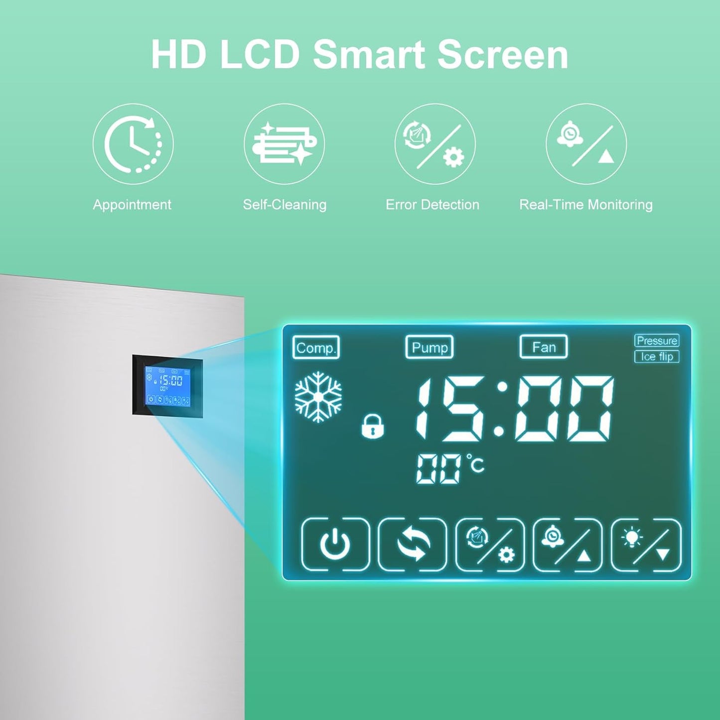 COTLIN Commercial Ice Maker 450LBS/24H with 350LBS Storage Bin, SECOP Compressor, Ice-Ready in 5-15mins, Large Ice Maker with Water Filter, Self-Cleaning/Timing/Ice Thickness Adjustment, 2025 Upgraded