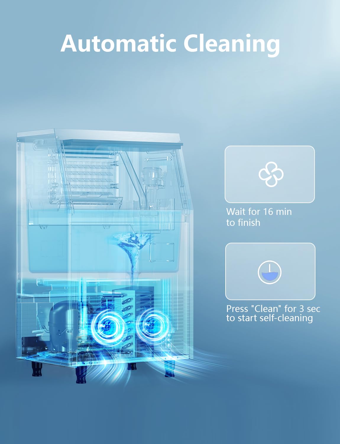 Commercial Ice Maker Machine, 150LBS/24H Under Counter Ice Maker with 35LBS Ice Storage,Stainless Steel Freestanding Ice Maker for Restaurant, Home, Bar, Office, Party, Outdoor Activities