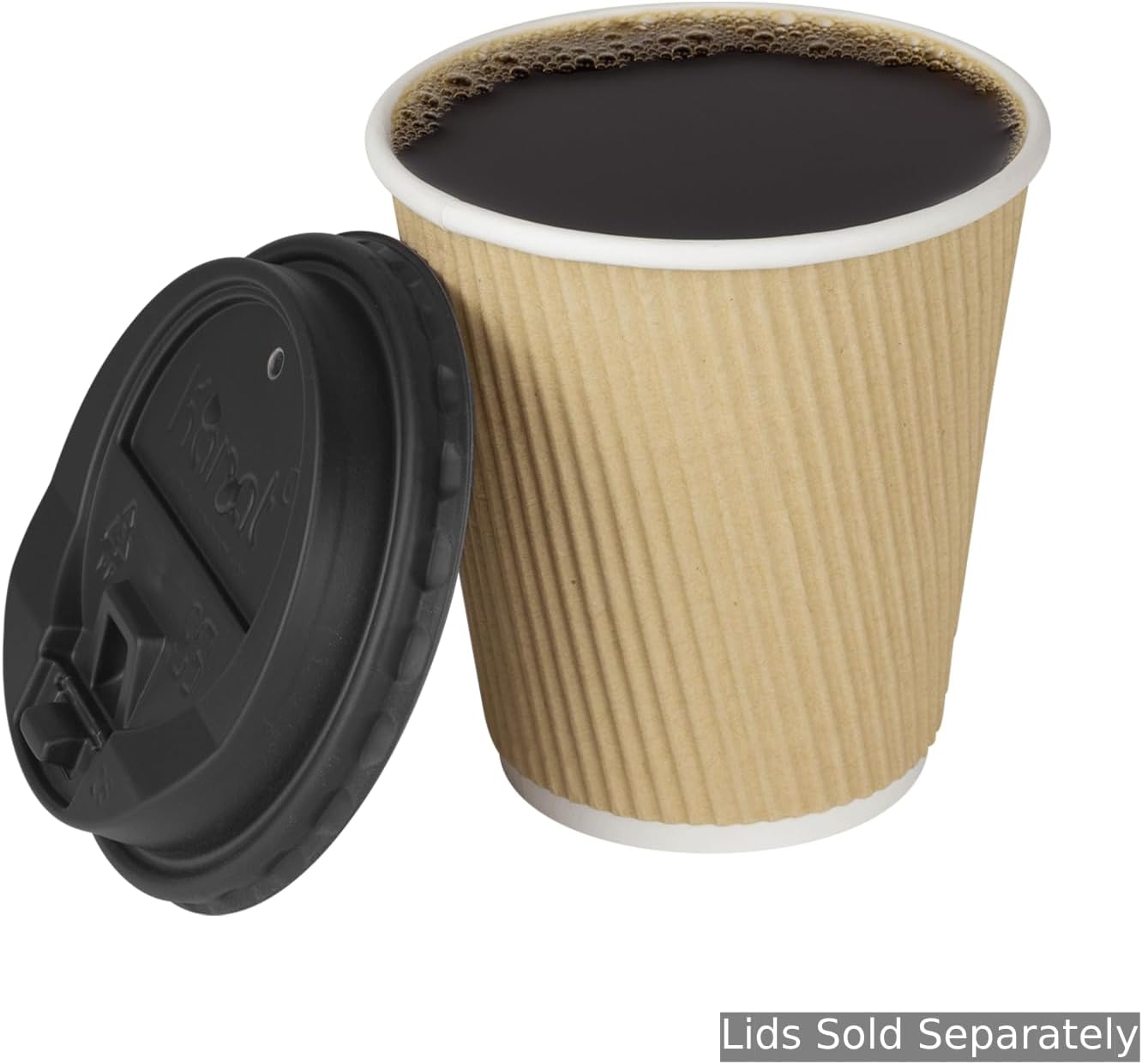 Karat 8 oz Ripple Insulated Coffee Cup [500 Count] Disposable Paper Hot Cup, Sturdy and Leak Proof, 80mm, No Lids