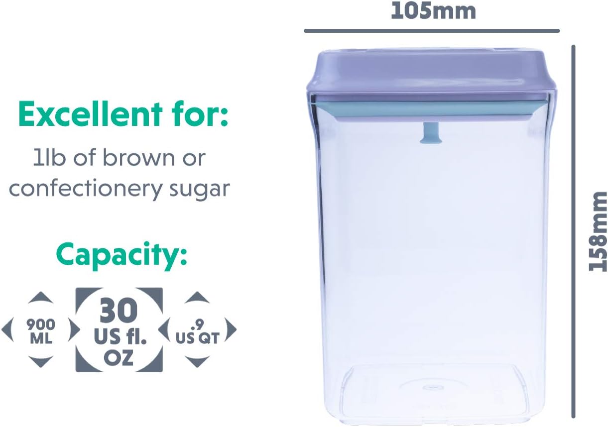 BopTop (1pc - 900ml) Airtight Food Storage Container – Mechanical Silicone Seal Canister - BPA-Free - 0.9Qt