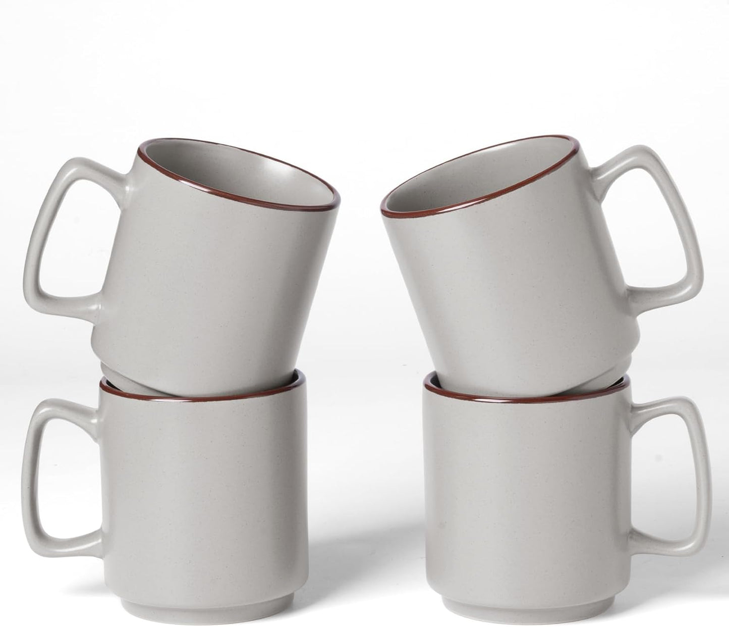 famiware Coffee Mugs Set of 4, Nebula 14oz Coffee Mugs, Ceramic Cup Set with Handle for Latte, Tea, Milk, Cappuccino, Cocoa, Light Gray