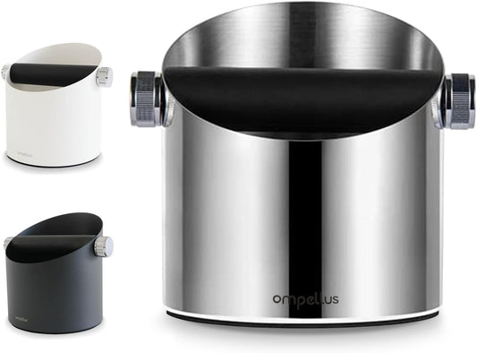 Espresso Knock Box, Large Capacity & Non-Slip Base Coffee Knock Box, Barista Tools, Espresso Machine Accessories (Silver)