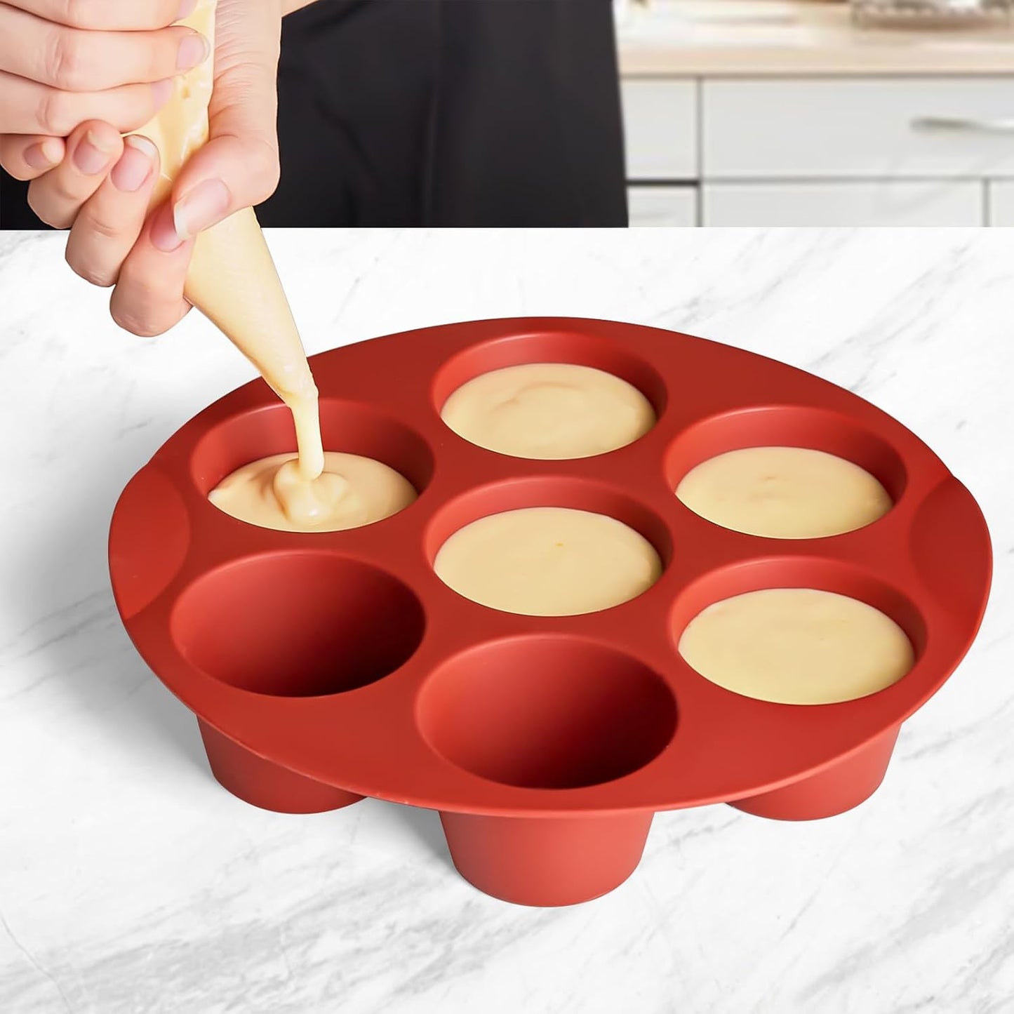 2 Pack Egg Bites Silicone Mold for Air Fryer, 7 Cups Muffin Pan Non-Stick Cupcake Baking Molds for Oven, Air Fryer, Pot