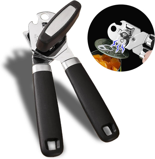 Can Opener Manual Heavy Duty,Can Opener Stainless Steel With Magnet,Have Smooth Edges,Durable Sharp Blade,Effort-Saving Big Knob And Anti Slip Handle,Manual Bottles Opener For Seniors