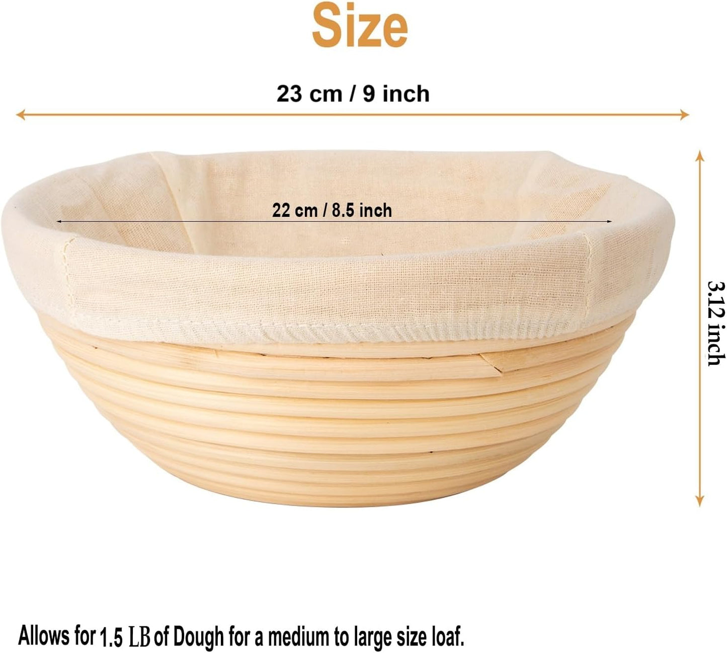 Banneton Bread Proofing Basket Set of 4PCS 9 Inch Round Sourdough Dough Proofing Bowls for Sour Dough Bread Baking Supplies, Proofing Basket or Home Sourdough Bakers Baking