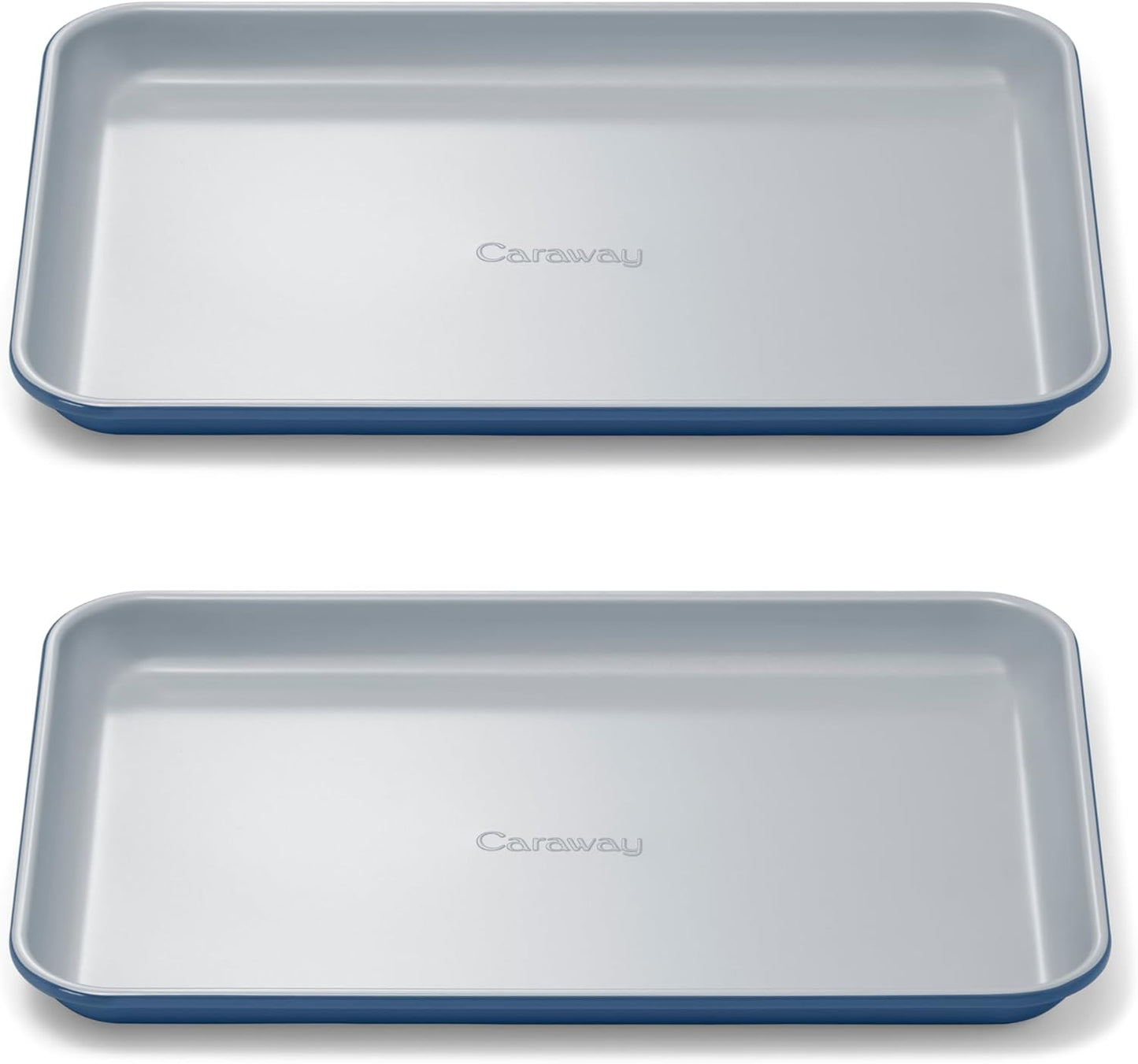 Caraway Nonstick Ceramic Small Baking Sheet Duo (9x13”) – Non-Toxic, PTFE & PFOA Free – Oven Safe – Aluminized Steel Core – Mini Sheet Pan for Baking, Roasting & More - Navy