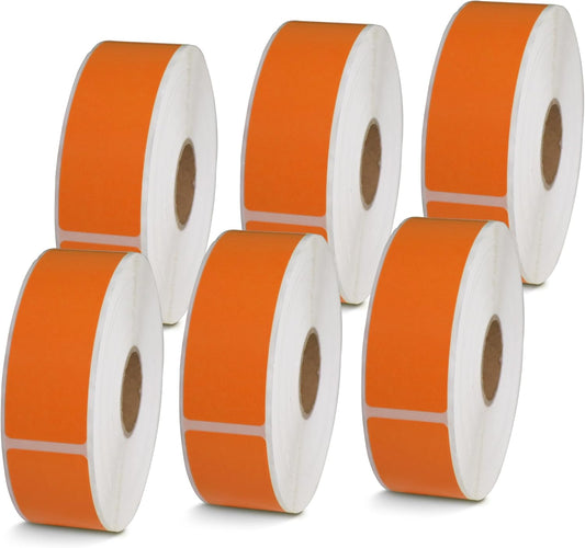 BETCKEY - 1" x 3" Barcode & Address Labels Compatible with Zebra & Rollo Label Printer,Premium Adhesive & Perforated[Orange, 6 Rolls, 3120 Labels]