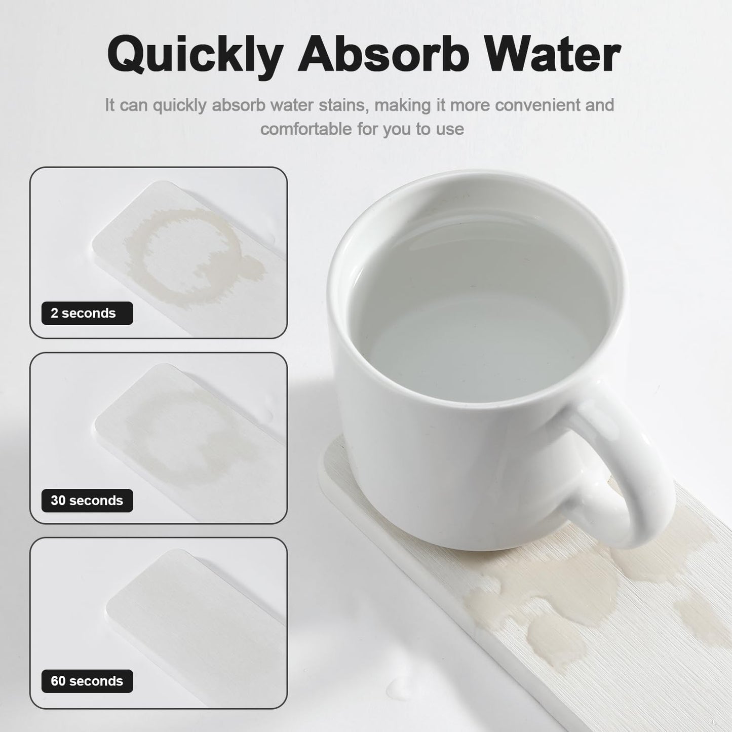 Water Absorbing Stone Tray for Sink | Quick Drying Diatomaceous Earth Coasters | Soap Dish Holder & Toothbrush Holder for Bathroom Counter | Hand Soap & Plant & Toiletries | White 4-Pack