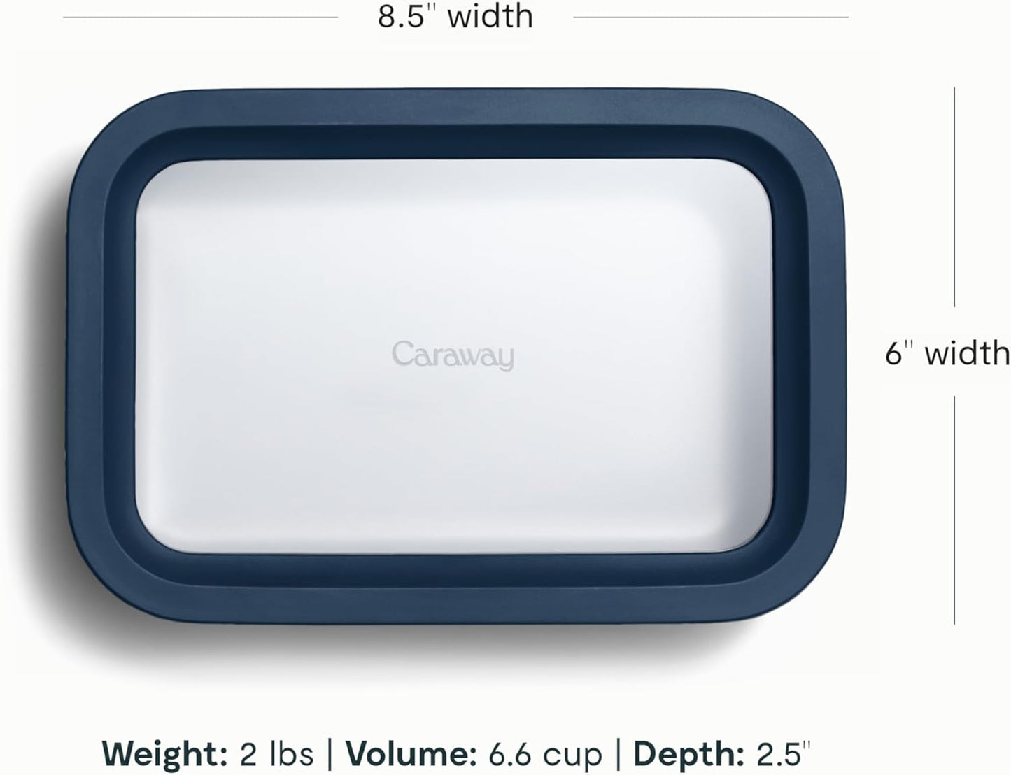 Caraway Glass Food Storage - 6.6 Cup Glass Container - Ceramic Coated Food Container - Non Toxic, Non Stick Lunch Box Container with Lids - Dishwasher, Oven, & Microwave Safe - Navy