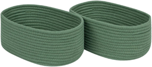 CubesLand Cube Shelf Closet Storage Baskets Bins Set 2,Woven Basket for Organizing/Storage,Long-lasting &Skin-friendly Toy Storage Basket Bin,Stylish Room Decor Basket,Cotton Rope Basket Green