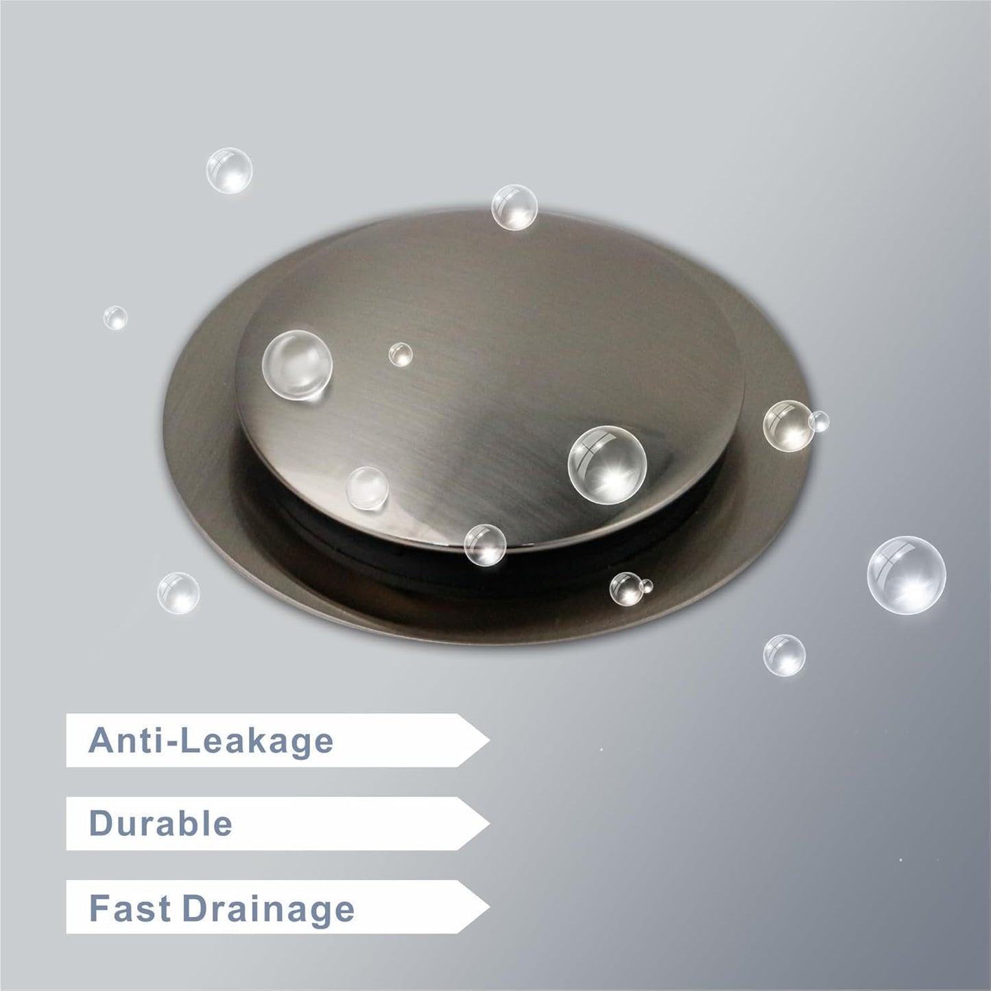 Brushed Bathtub Drain Stopper,Universal Pop Up Bath Drain, Hidrop Tip Toe Tub Drain Stopper,Conversion Kit Assembly, Replaces Lift and Turn,Tip-Toe and Trip Lever drains for Tub, EZ Install(Brushed)