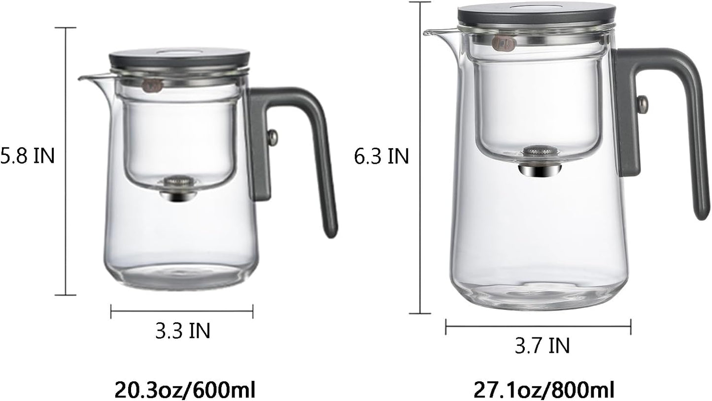 Enchanti Tea Pot - 600ml/20.3oz Witchcraft Magic Glass Teapot, Magnetic Water Separation Design, Borosilicate Infuser Pot with Strainer for Loose Leaf & Herbal Teas, Ideal for Tea Maker