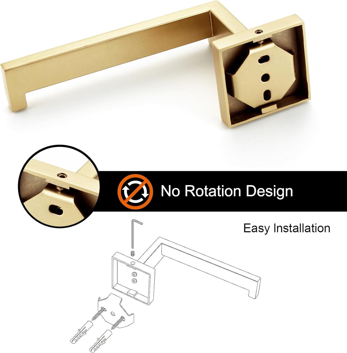 KOKOSIRI Gold Toilet Paper Holder Toilet Roll Holder for Bathroom Kitchen Washroom T-304 Stainless Steel Wall Mounted, 2 Pack, B2003BG-P2