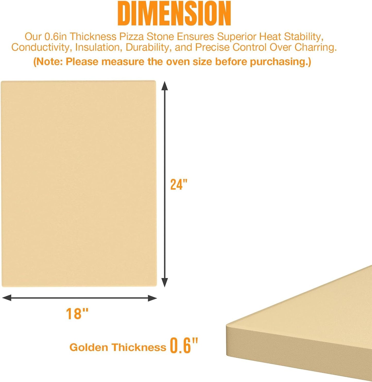 Extra Large Pizza Stone 24 Inch, Rectangular Pizza Grilling/Baking Stone 24" x 18",Does Not Fit 30” Compact Ovens,For 48” Wall Ovens