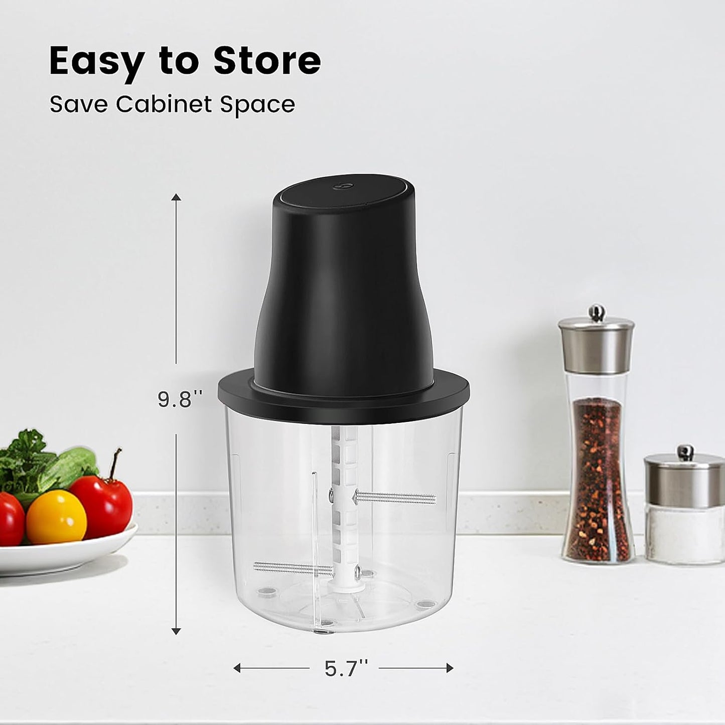 Electric Chicken Shredder, Automatic Food Chopper with Chicken Breast Shredder & Meat Grinder, 2 Sets of Blades for Chicken/Pork/fish/Vegetable/Baby Food (Black)