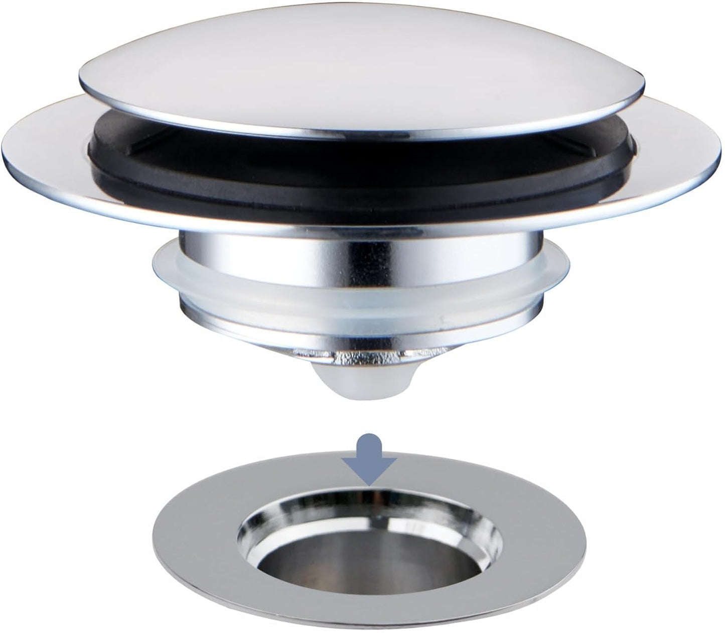 Chrome Plated Universal Tub Dain Stopper, Hidrop Pop Up Bath Drain Tip Toe Bathtub Drain Stopper,Conversion Kit Assembly, Replaces Lift and Turn, Tip-Toe and Trip Lever drains for Tub, EZ Install