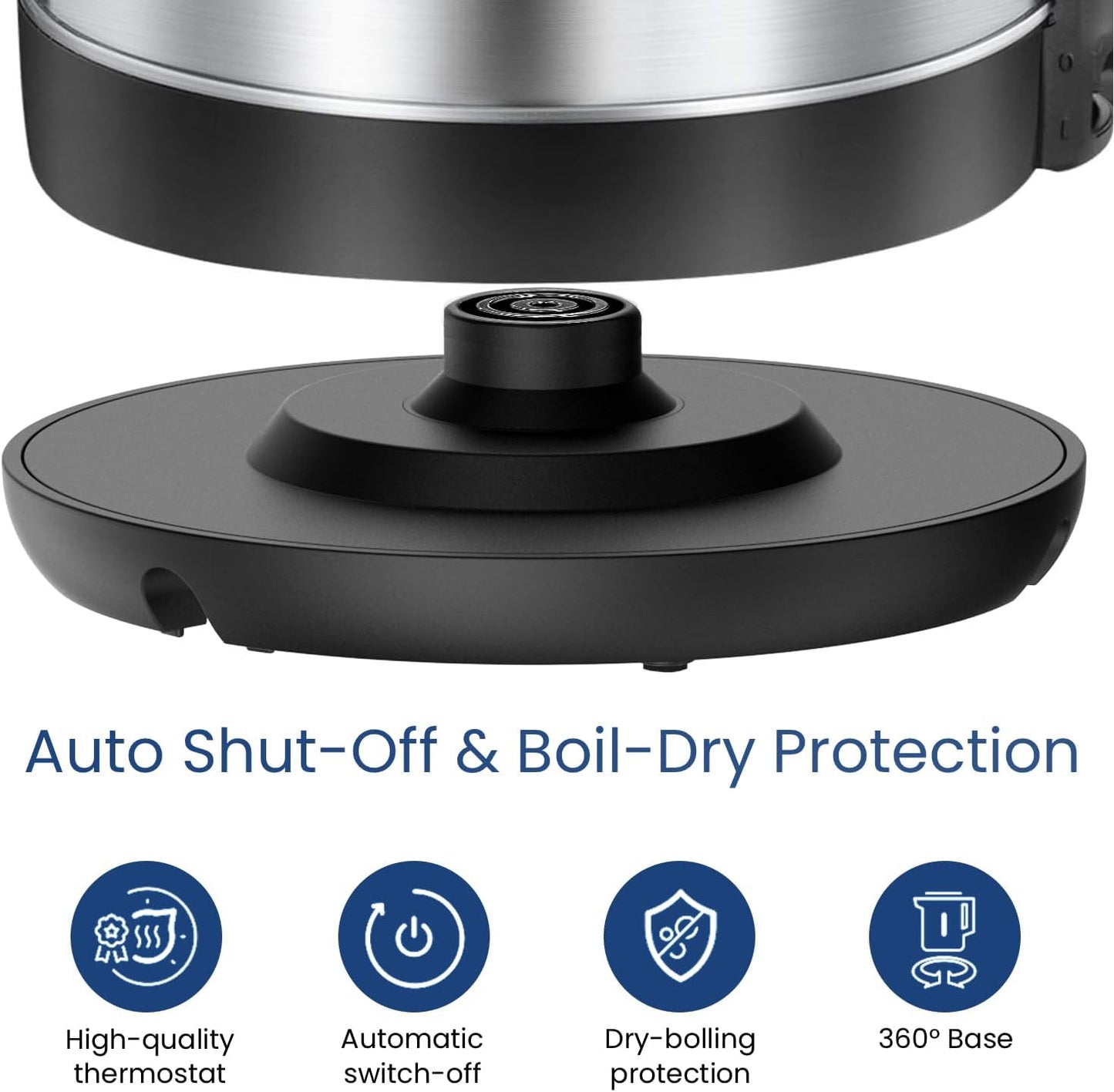 COMFEE' 1.7L Stainless Steel Electric Tea Kettle, BPA-Free Hot Water Kettle Electric with LED Light, Auto Shut-Off and Boil-Dry Protection, 1500W Fast Boil Electric Kettle