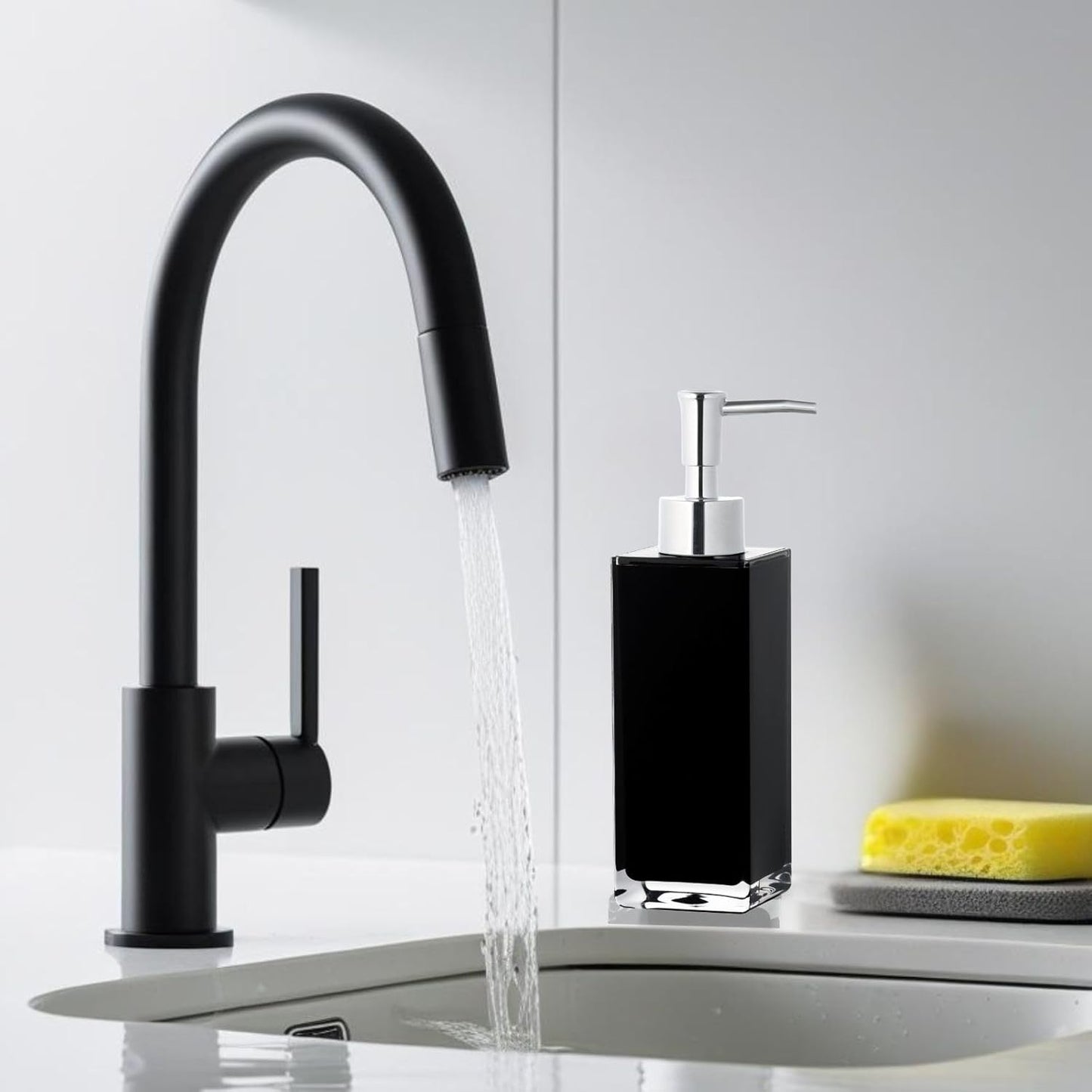 Premium Black Soap Dispenser for Bathroom and Kitchen, Refillable Hand Soap Dispenser, Dish Soap Pump Bottle - 2 Pack