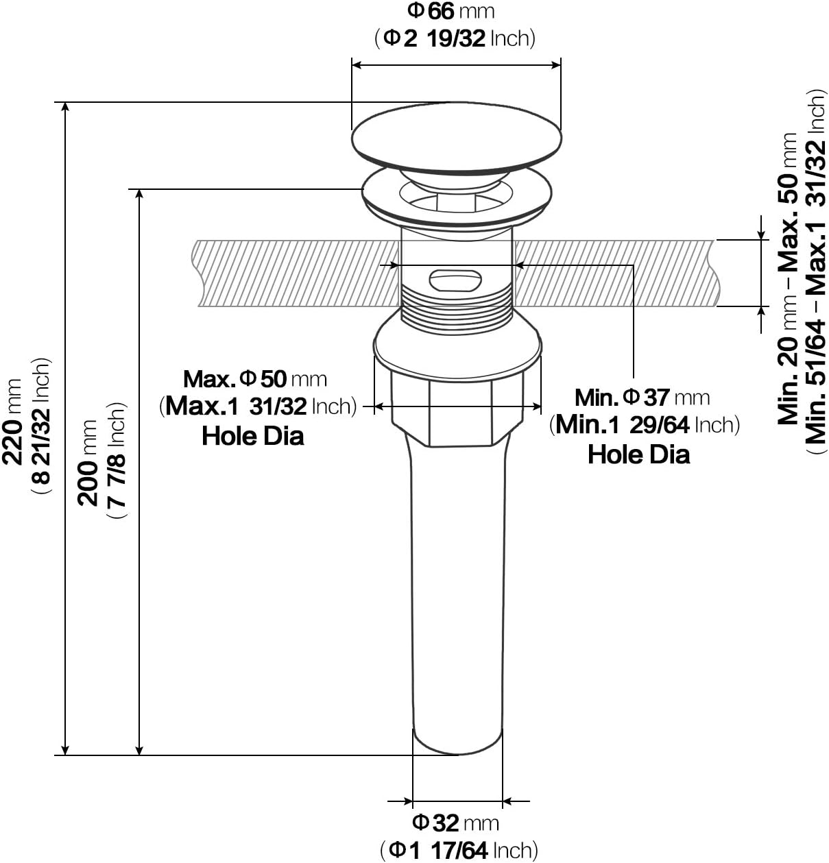 KAIYING Pop Up Drain, Bathroom Sink Drain Stopper with Overflow, Vessel Sink Drain Assembly with Detachable Basket Stopper, Anti-Explosion and Anti-Clogging Drain Strainer (Brushed Brass)