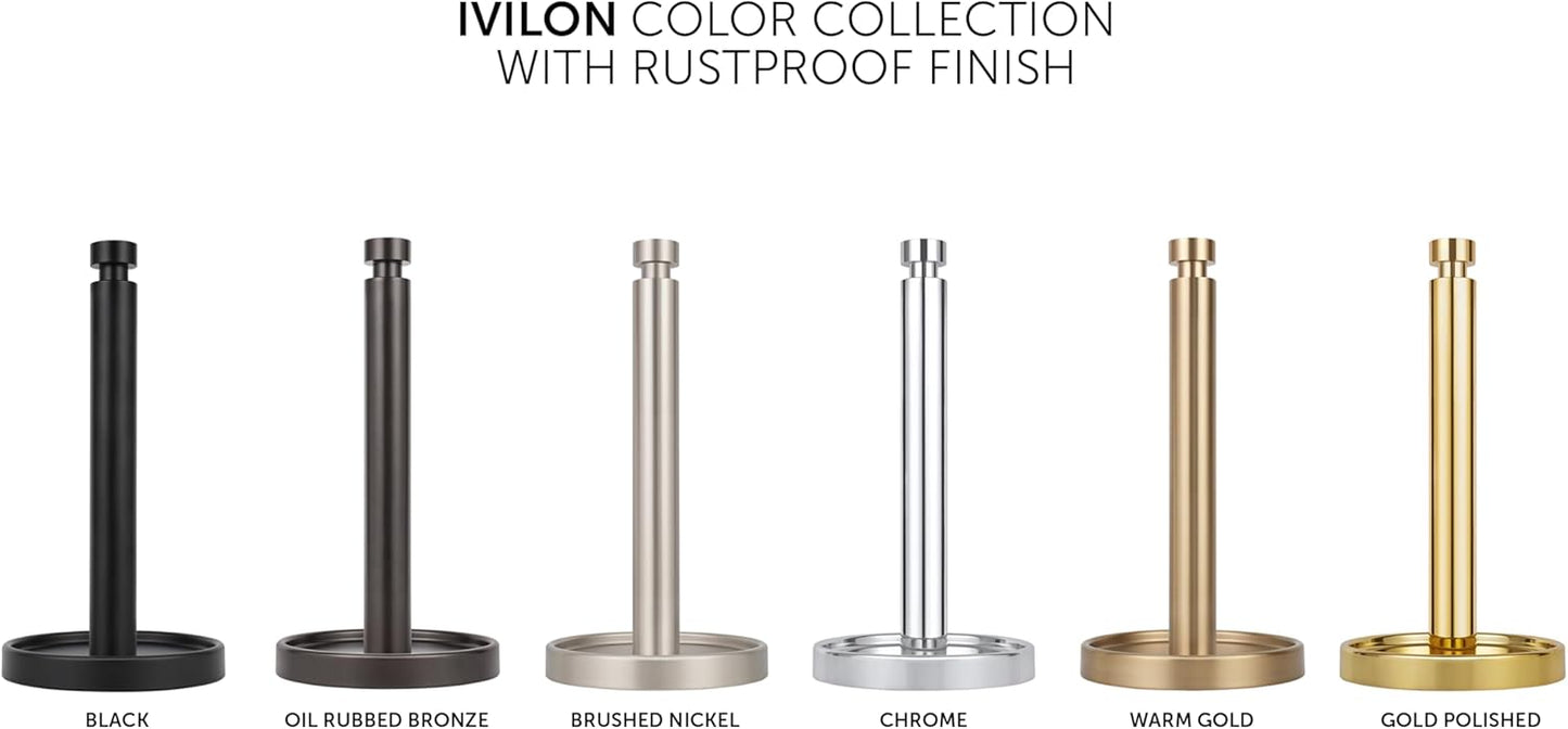 Ivilon Countertop Paper Towel Stand - Steady and Easy Tear - Fits All Paper Towel Rolls - Warm Gold