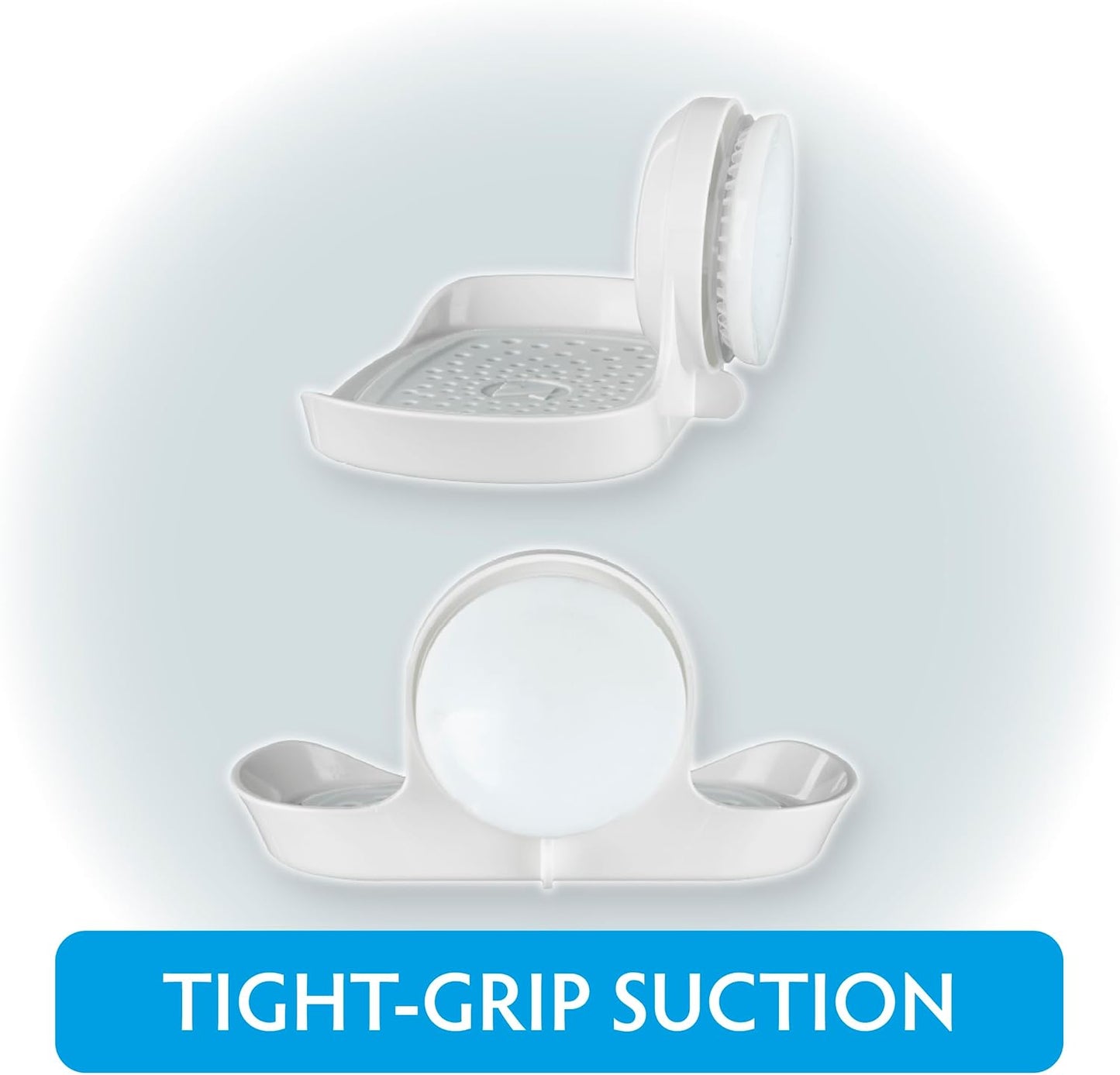 SlipX Solutions Strong Hold Soap Saver, Suction Cup Soap Holder, Must Have Universal Kitchen & Bathroom Shower Accessories (White, Single Tray (2-Pack)