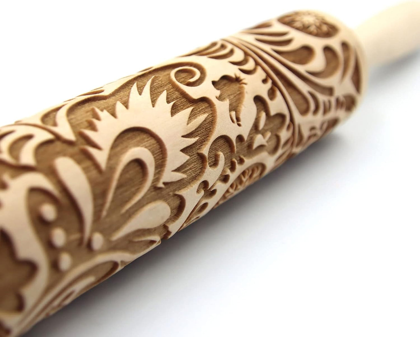Embossed Wisteria 1 Rolling Pins - Patterned, Flower, Engraved, 3D for Wedding, Holiday, Christmas, Mother, Friends