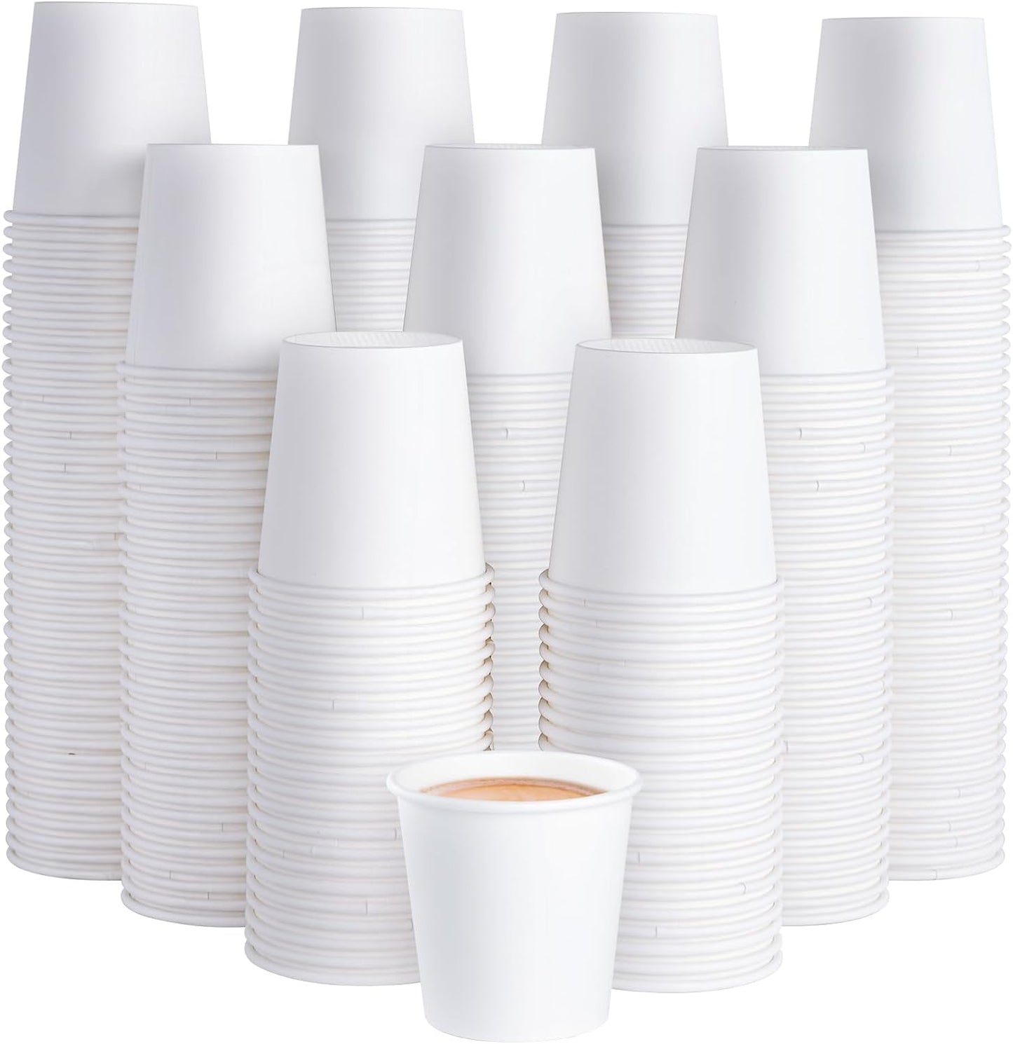 JOLLY PARTY 300 Pack 4 oz Disposable Paper Coffee Cup, Hot/Cold Beverage Drinking Cups for Water, White Hot Paper Coffee Cups
