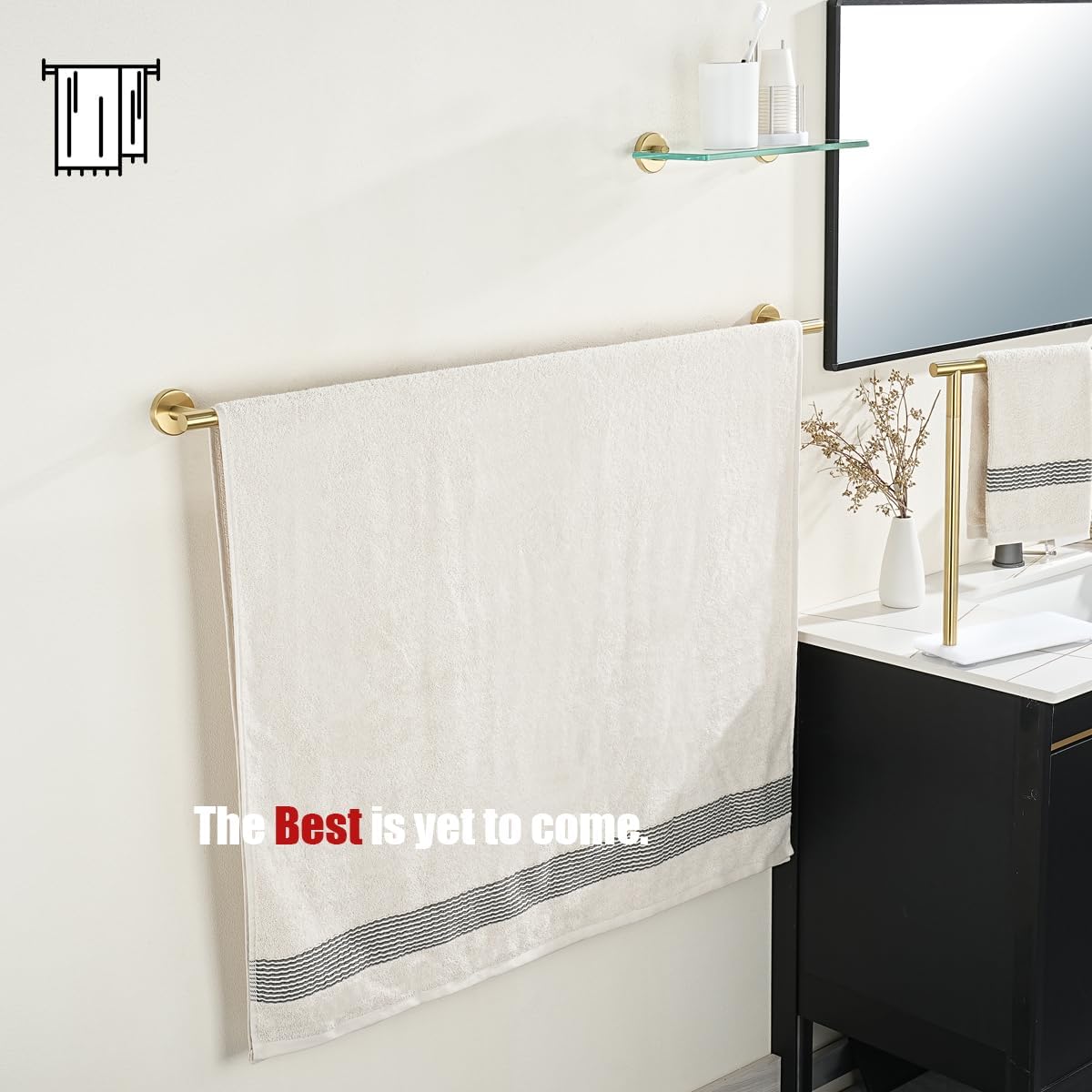 JQK Bath Towel Bar Gold, 39 Inch 304 Stainless Steel Thicken 1mm Towel Rack Bathroom, Towel Holder Brushed Golden Wall Mount, Useable Length 36 Inch, TB110L36-BG