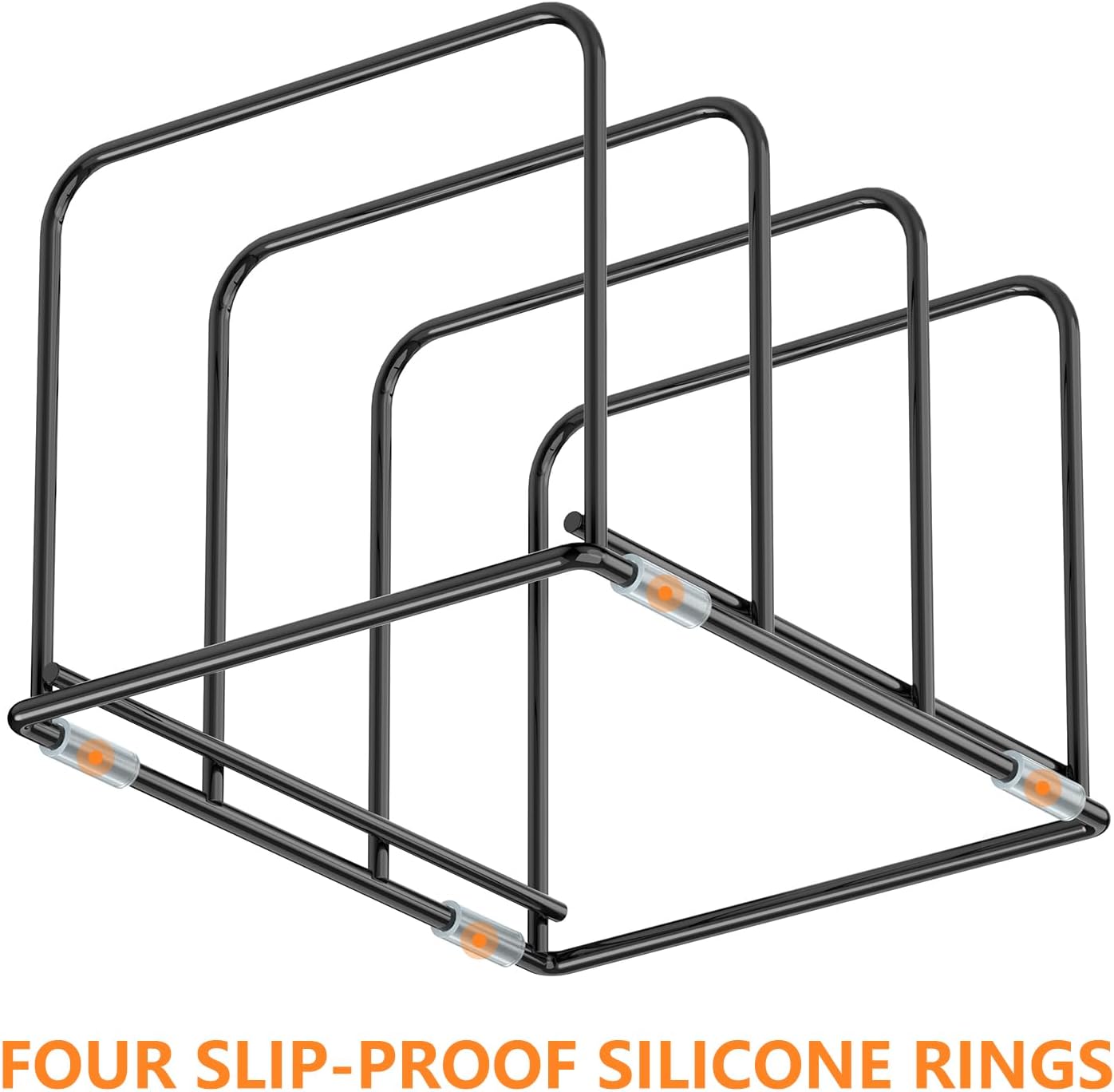 Kitchen Cabinet Organizer - Steel Cookware Rack, Divided Holder with 3 Slots for Skillets, Baking Tray and Chopping Board - Pan Storage (2.2 Inch Width Slots)