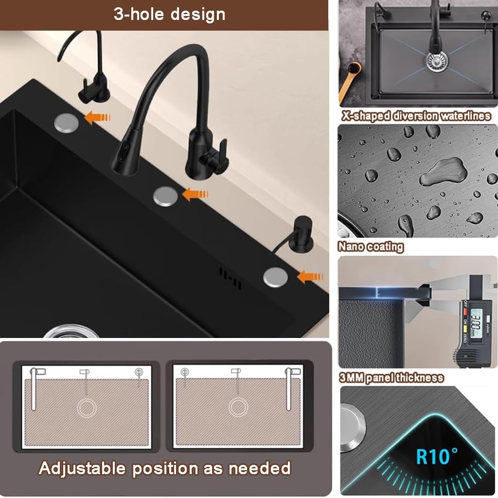 Drop In Kitchen Sink Workstation, Nano Stainless Steel Topmount Bar Single Bowl Sink Combo-Soap Dispenser, Drain Basket, Drain Strainer Set for Modern Kitchen Sink (19.7 * 17.7 * 7.9in)