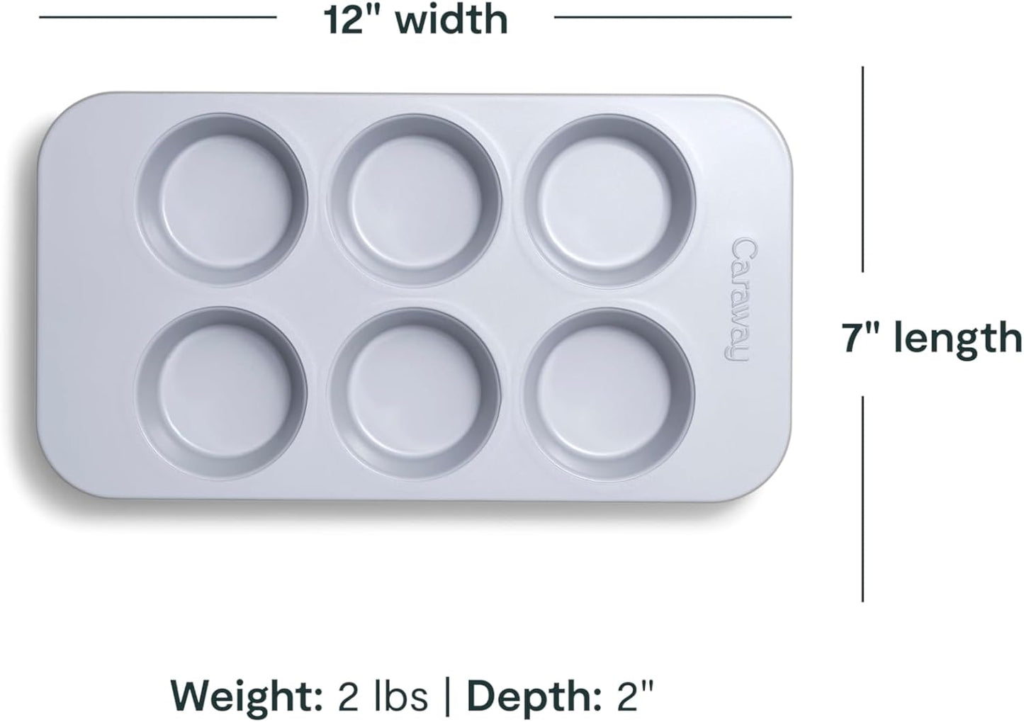 Caraway Nonstick Ceramic 6 Cup Muffin Pan – Non-Toxic, PTFE & PFOA Free – Oven Safe – Aluminized Steel Core – Small Muffin Pan for Baking Cupcakes, Muffins & More - Cream