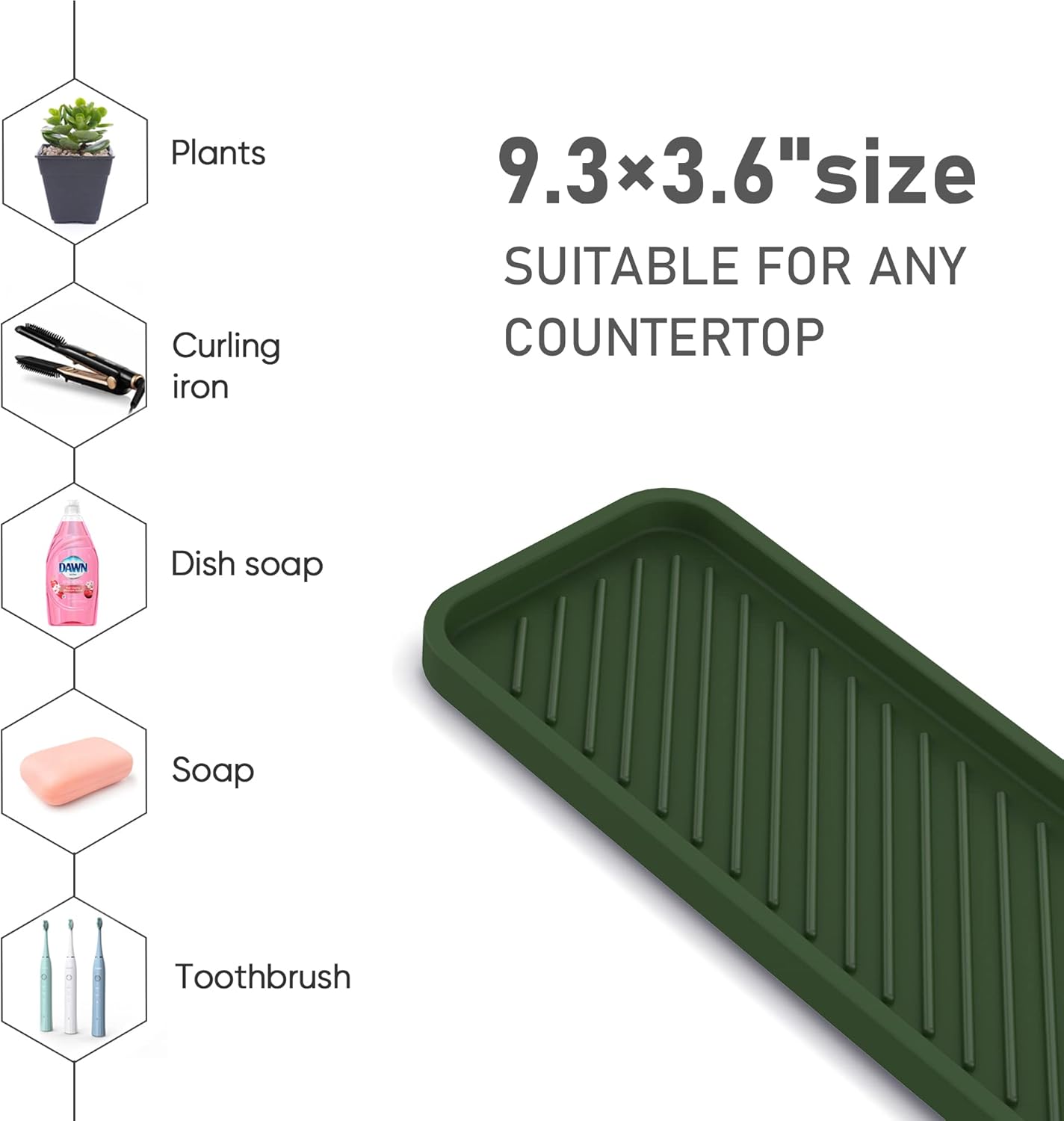 EG-SIPRO Silicone Sponge Holder, Kitchen Sink Organizer Tray, Sponge Caddy for Bathroom Counter, Dish Soap Holder, Scouring Pad Holder