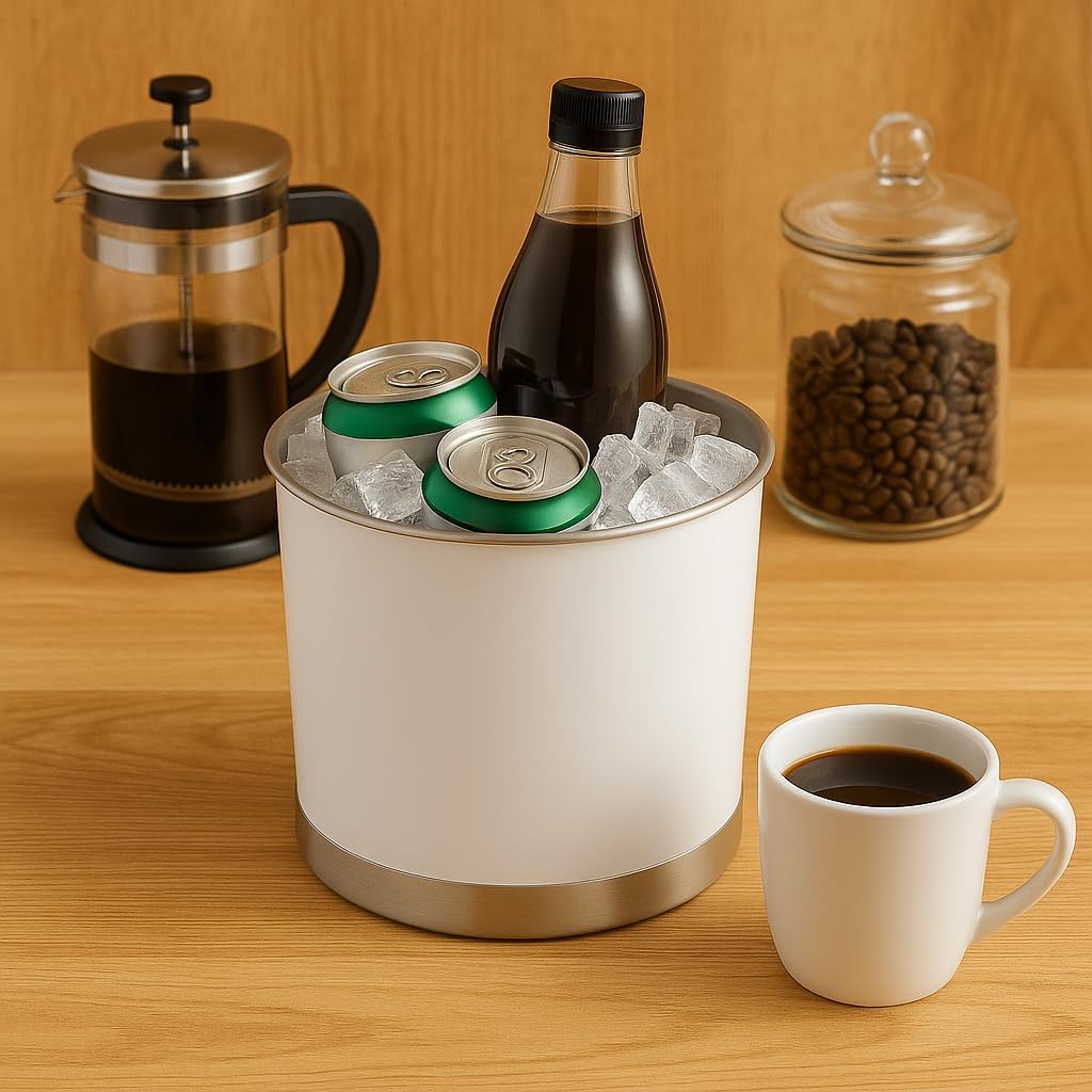 Creative Home Stainless Steel Utensil Holder– 7" Extra Large Cooking Tool Organizer for Kitchen Decor and Countertop Storage, Stable Anti-Tip Design, Durable Powder-Coated Finish, White