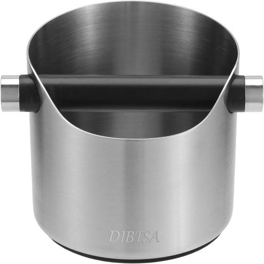 Espresso Knock Box, Stainless Steel coffee grounds container, Espresso grounds knock box With Non-slip Base and Removable Bar
