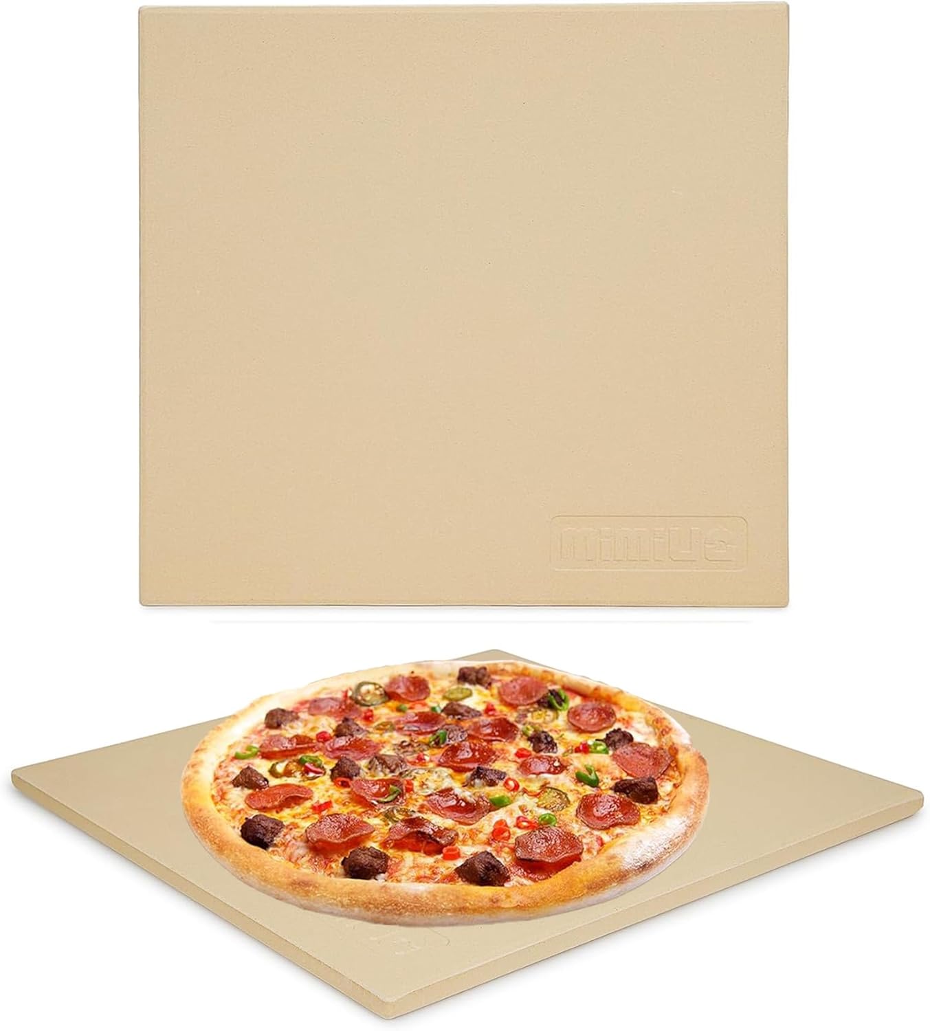 Pizza Stone for Oven and BBQ Grill, 13 inch Square Bread Baking Stone, Heavy Duty Large Ceramic Pizza Pan for Baking Pie Cookie and Cheese