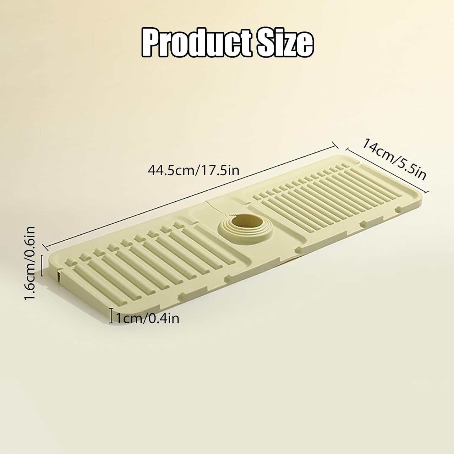 Faucet Mat for Kitchen Sink - 2024 Upgraded Premium Silicone Splash Guard with Fast Drying Properties - Protective Sink Tray Ideal for Stone Sinks in Kitchen & Bathroom (1, Yellow)