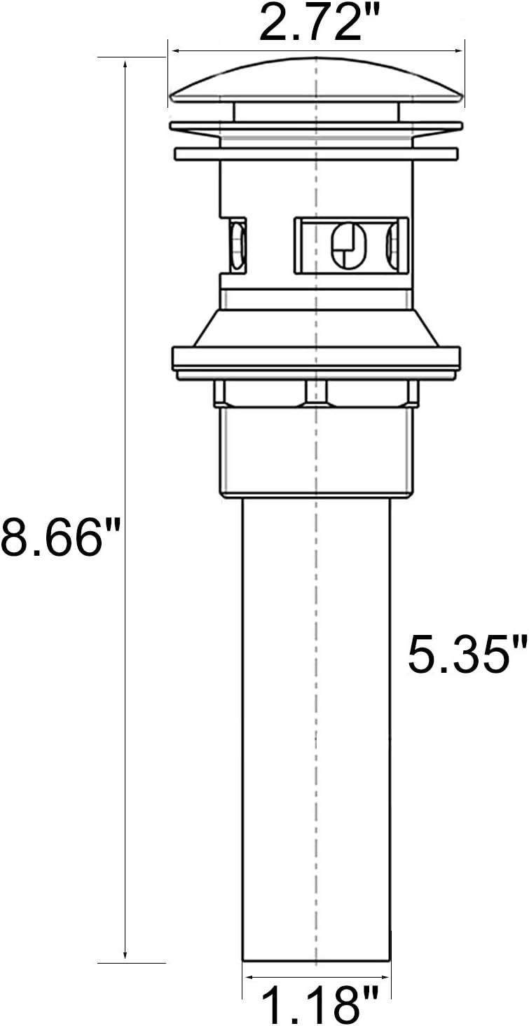 Pop Up Sink Drain with Overflow Bouncing Style Brass Stopper for Bathroom Faucet Vessel or Vanity Drain Brass Oil Rubbed Black