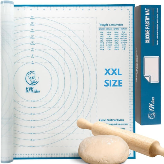 XXL Silicone Pastry Mat – Non-Slip, Easy-Clean Rolling Mat for Dough, Cookies, Pizza & Fondant – Extra Large 23.5” x 31.5” Baking Mat with Printed Measurements & Conversion Chart