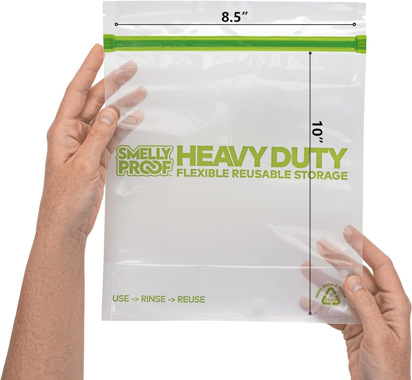 BULK VALUE, Smelly Proof 50-Pack HEAVY DUTY 5-mil Reusable Bags, Stand-Up, Expandable, Dishwasher-Safe, Odor-Proof, Durable Poly Nylon (Non-Silicone) US-Made 8.5" x 10" Quart 50pk